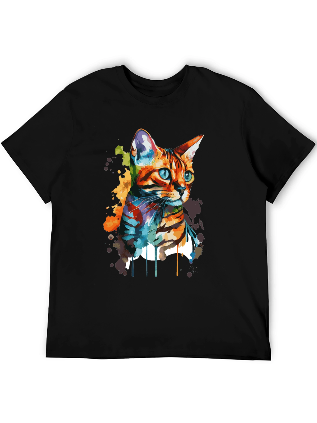 Watercolor Cat Art T-Shirt