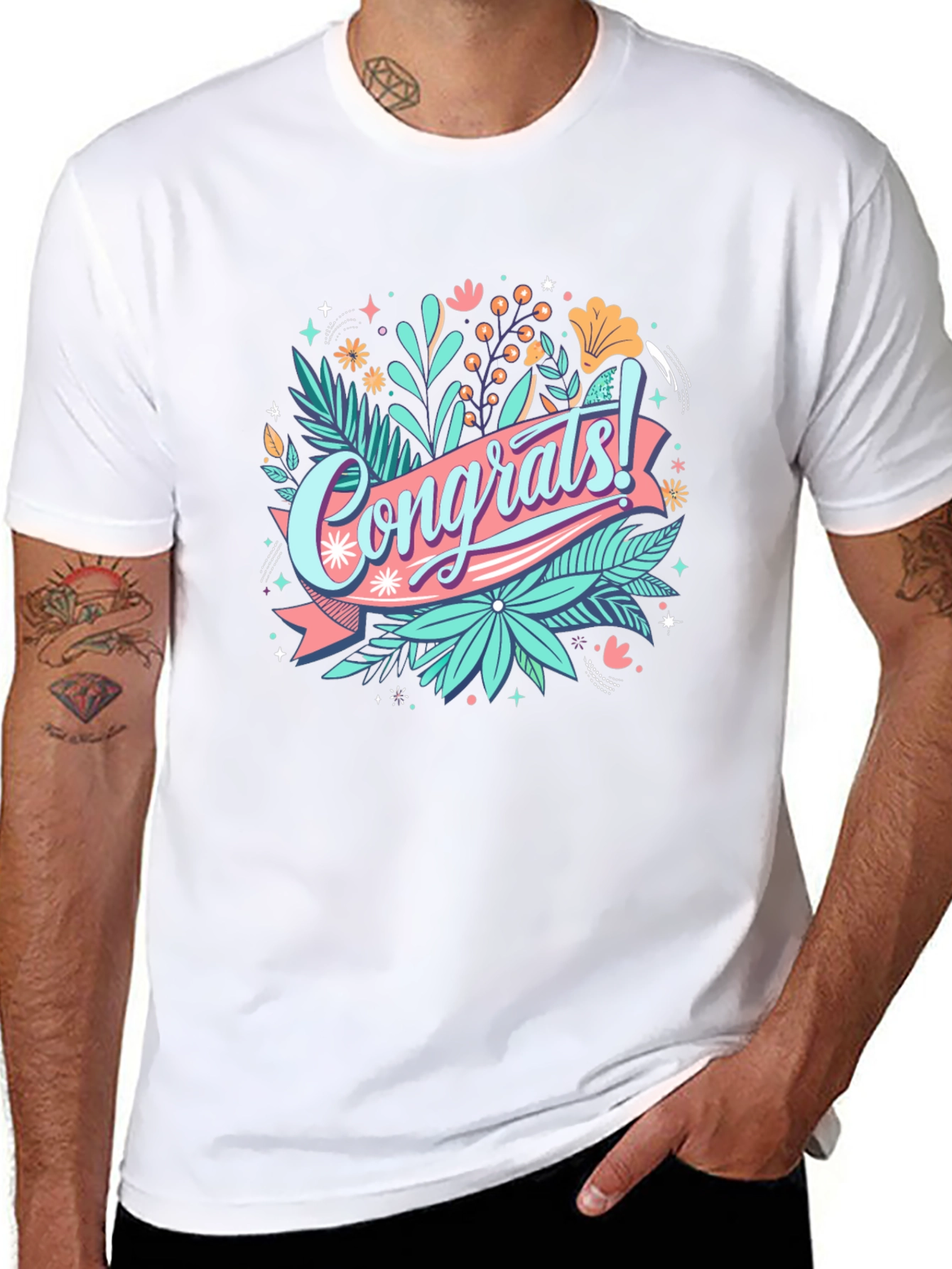 Congrats! Graphic Print Black T-Shirt
