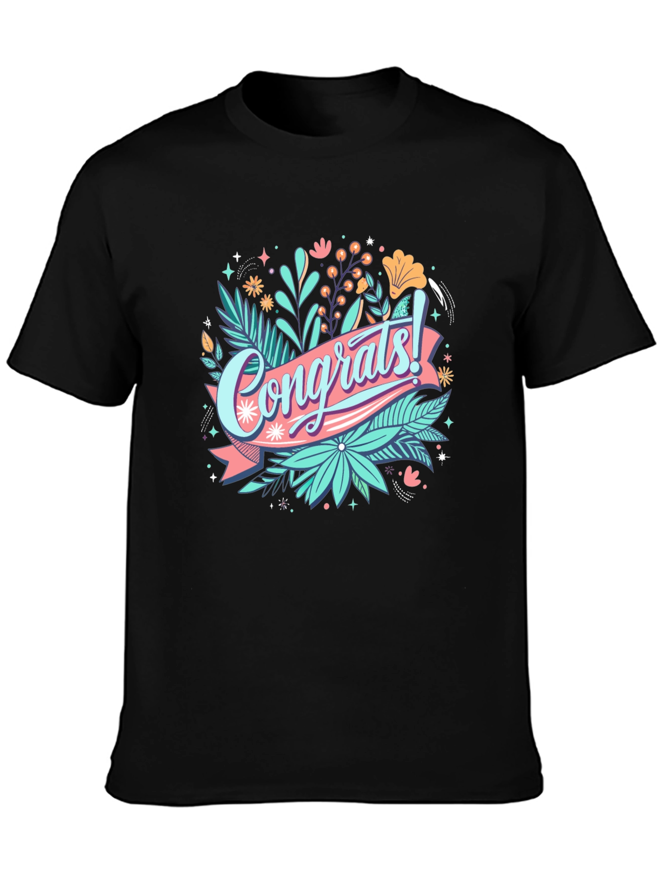 Congrats! Graphic Print Black T-Shirt