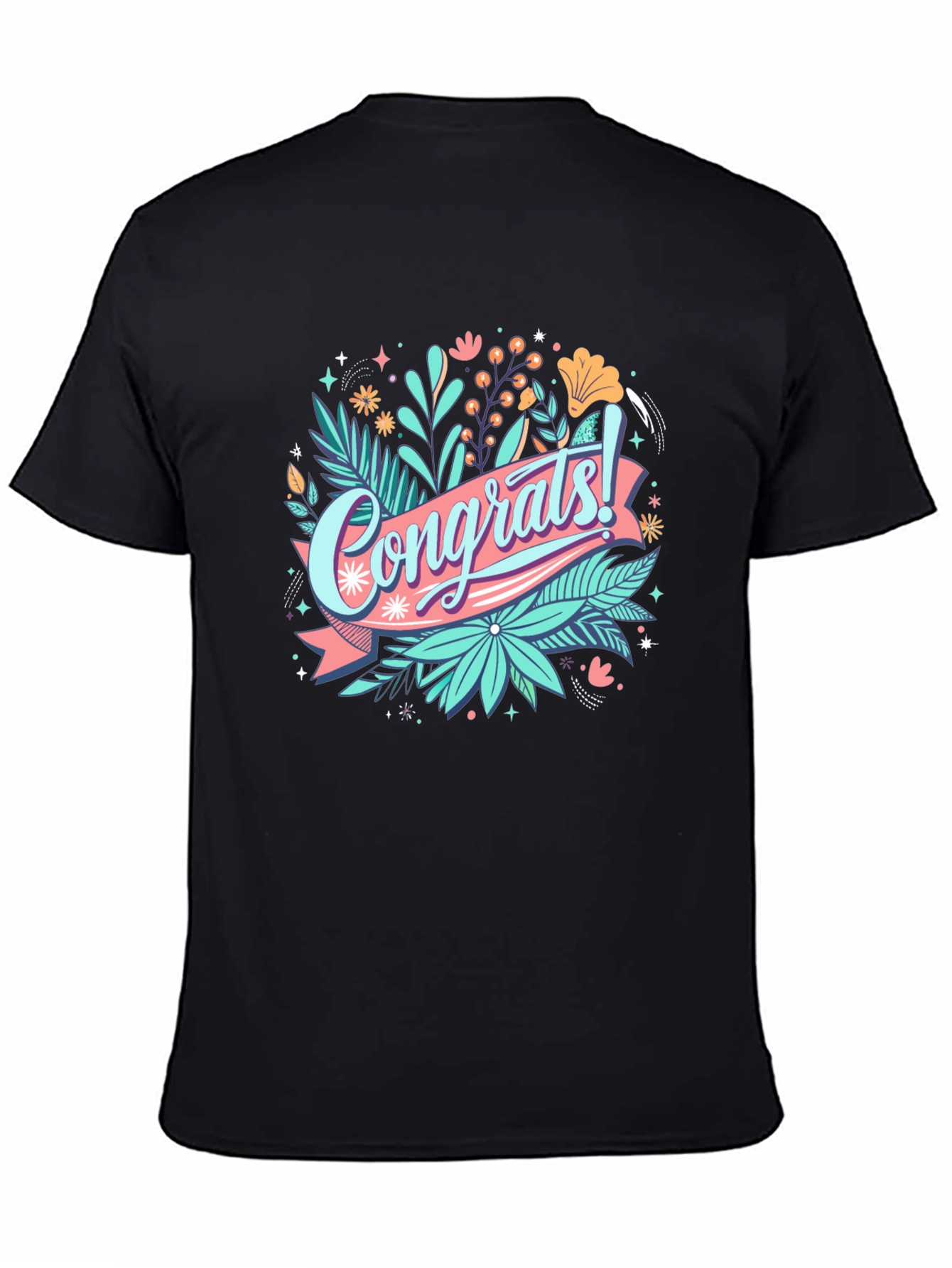 Congrats! Graphic Print Black T-Shirt
