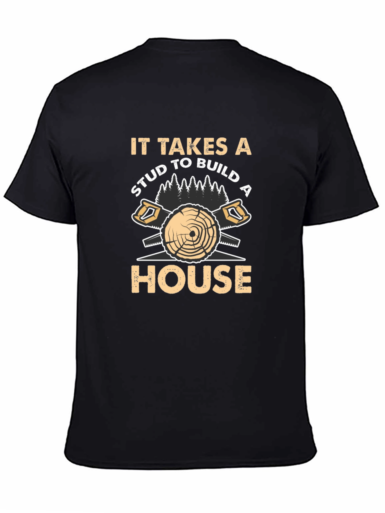 Carpenter Stud House Builder Humor Black T-Shirt
