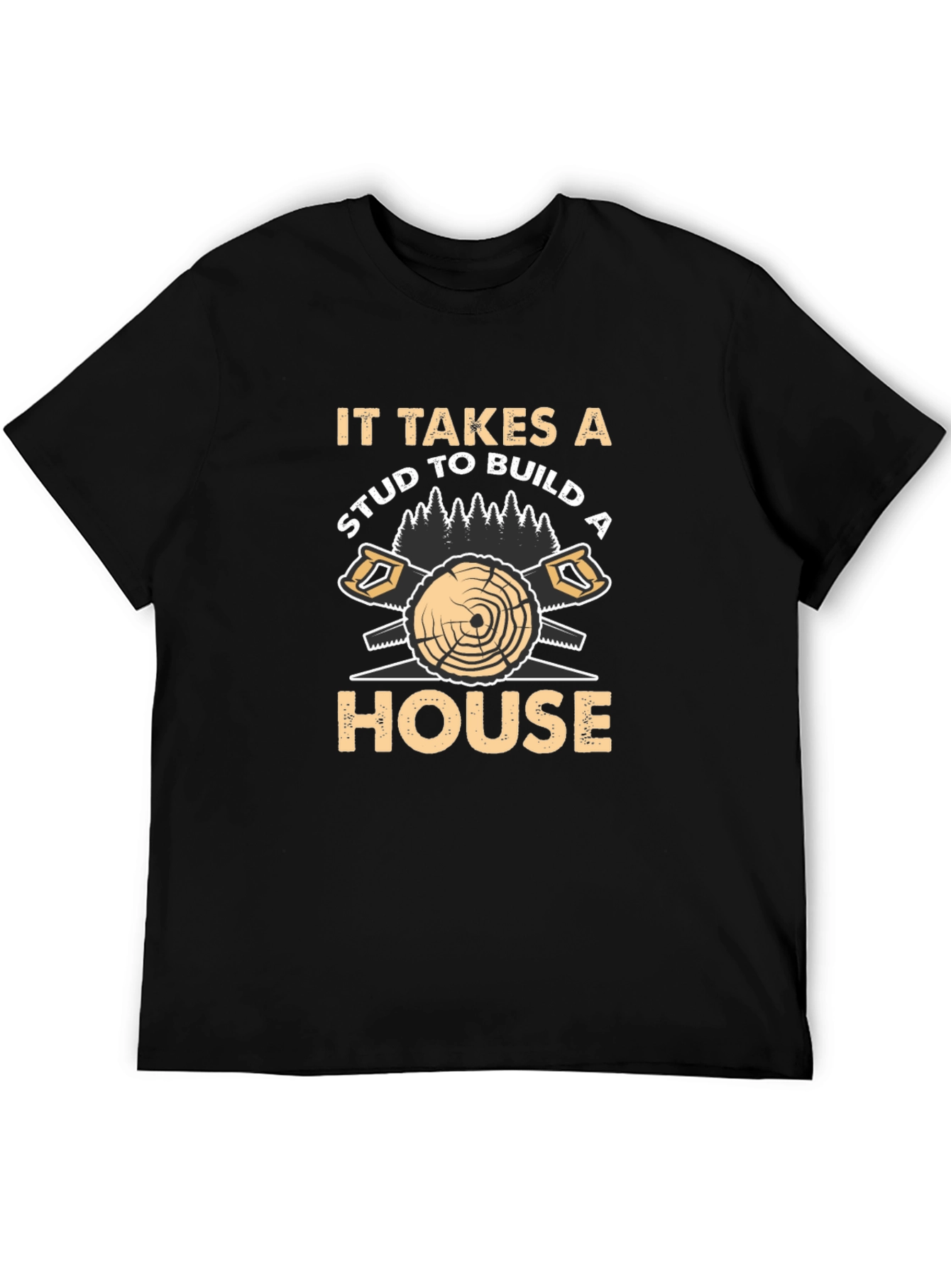 Carpenter Stud House Builder Humor Black T-Shirt