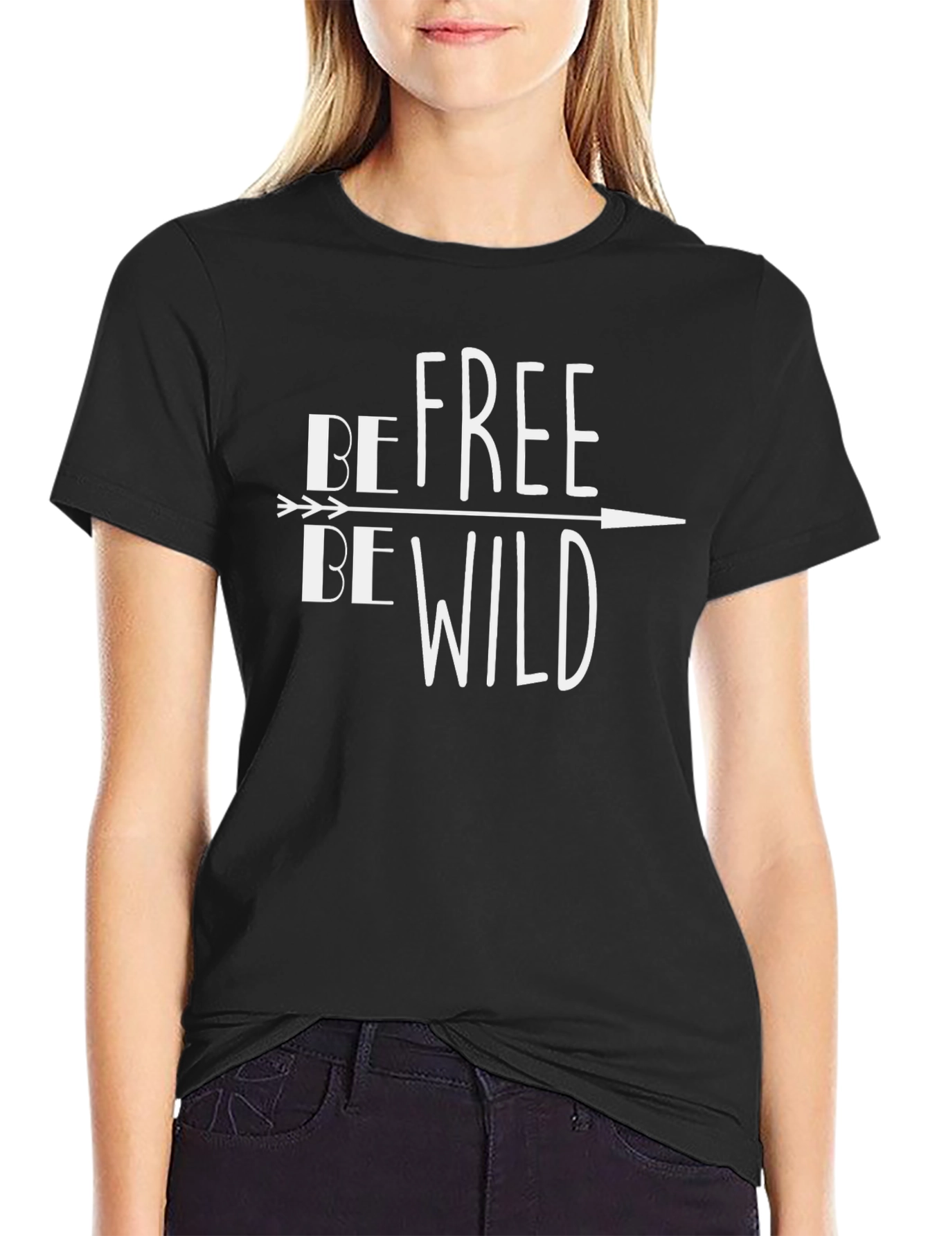 Be Free Be Wild Black Graphic T-Shirt