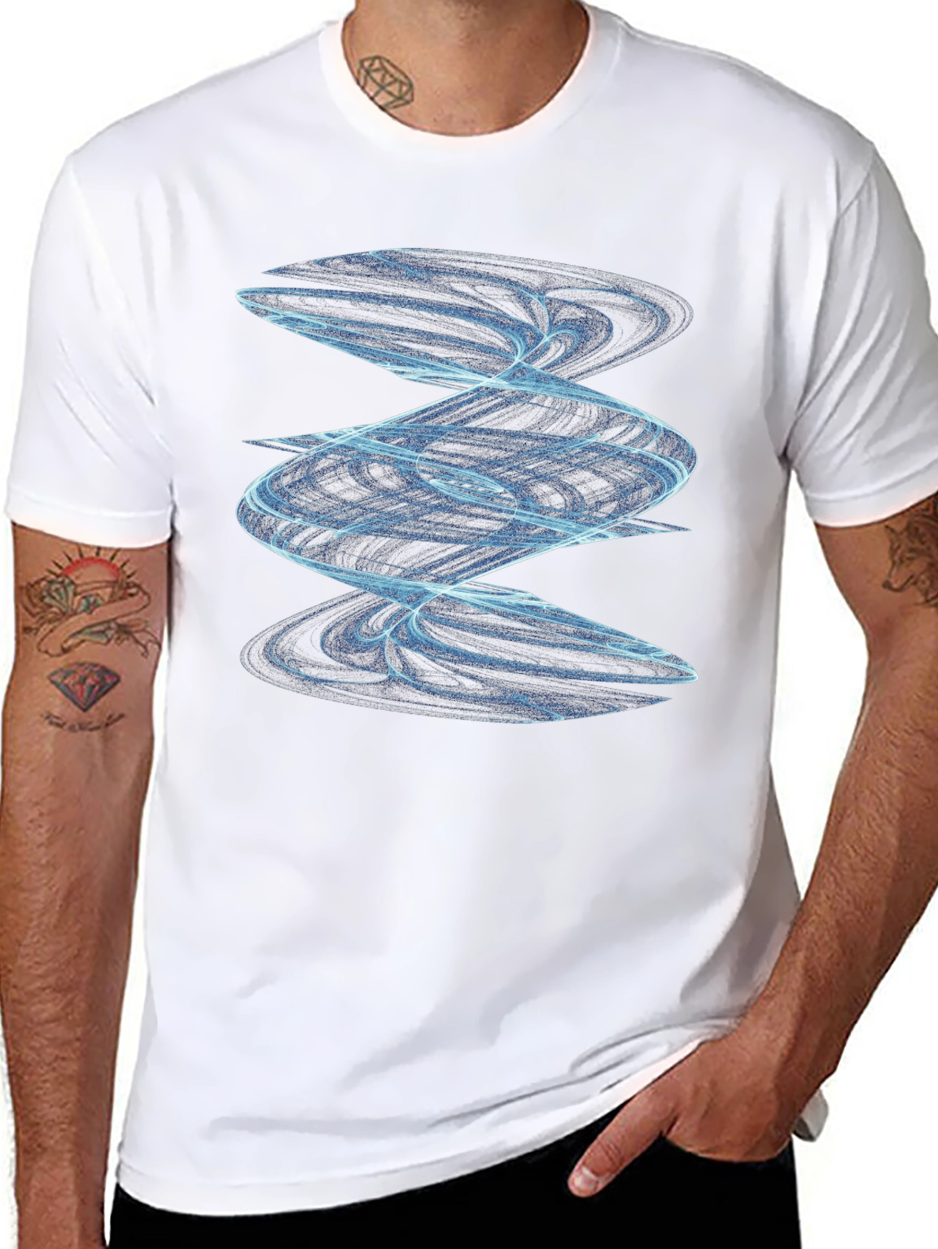 Abstract Spiral Graphic Tee - Modern Black T-Shirt