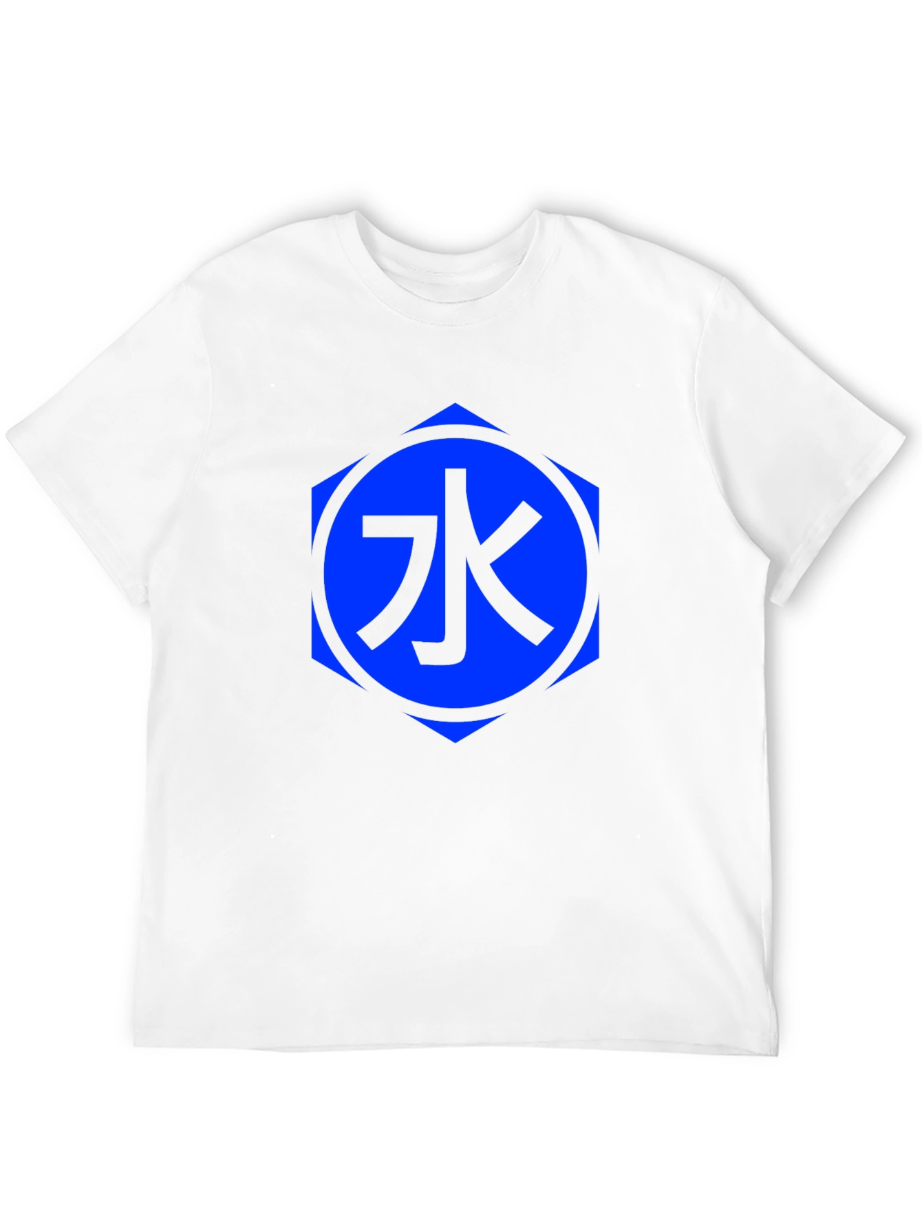 Black T-Shirt with Blue Water Kanji Design