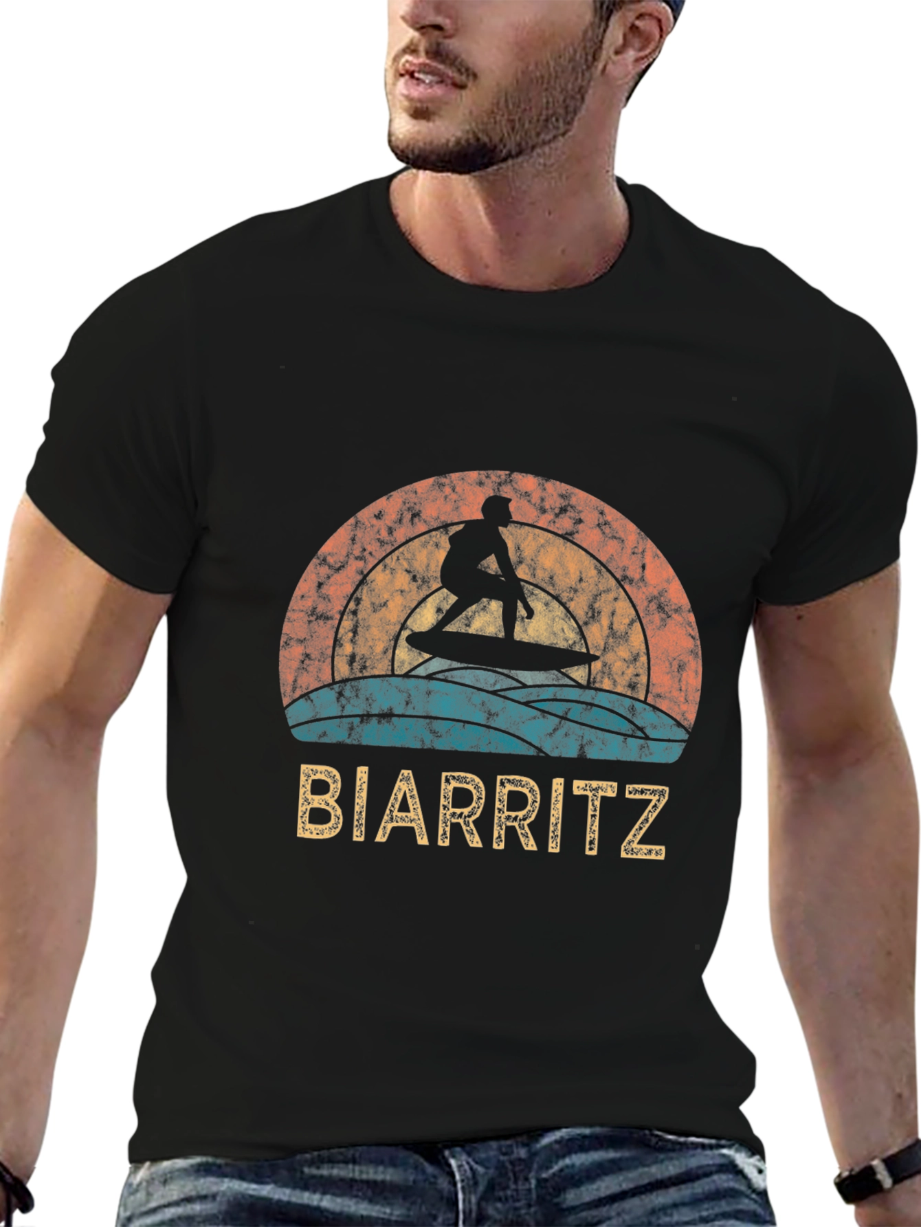 Biarritz Surfer Retro Graphic Tee