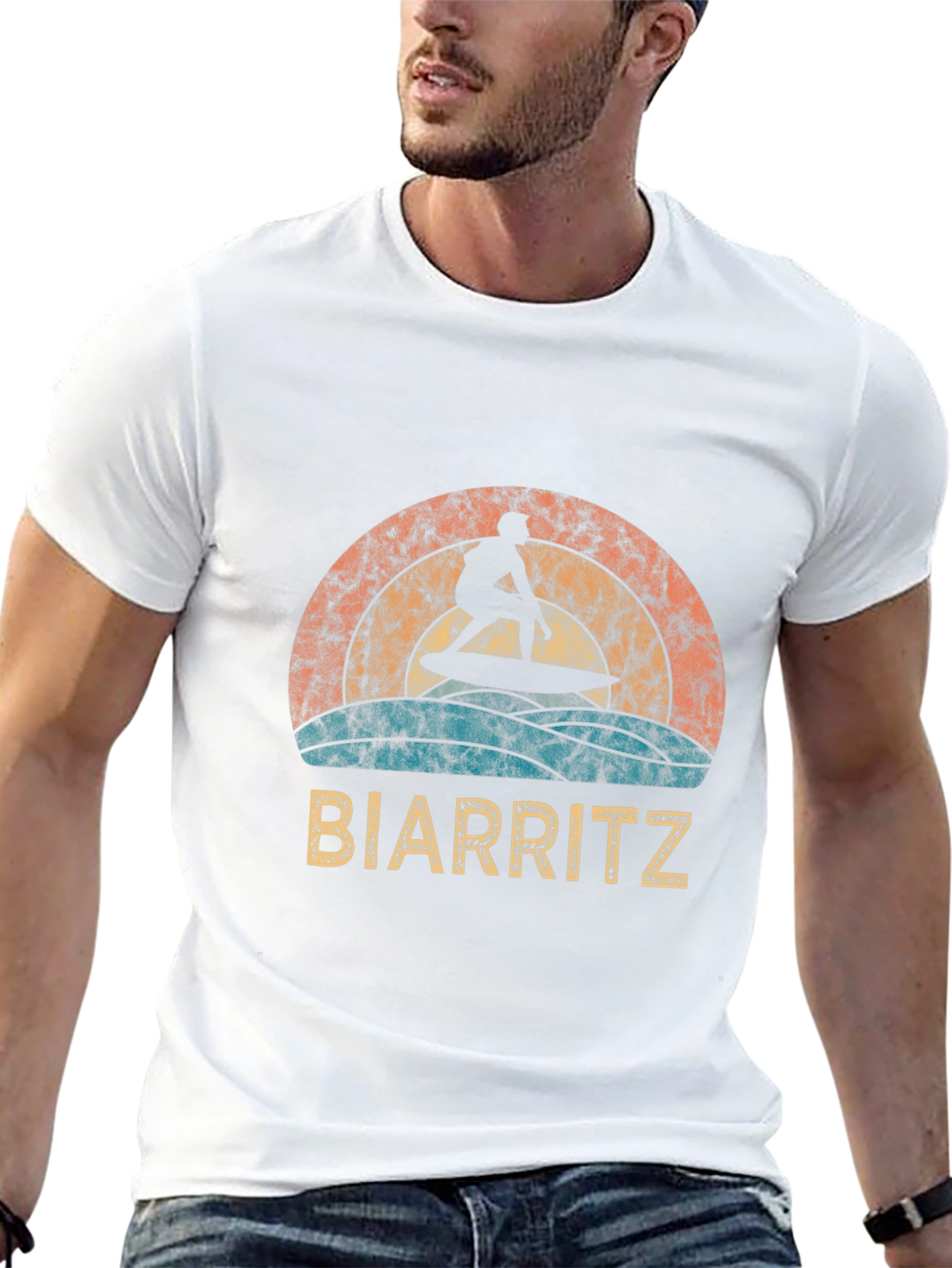 Biarritz Surfer Retro Graphic Tee