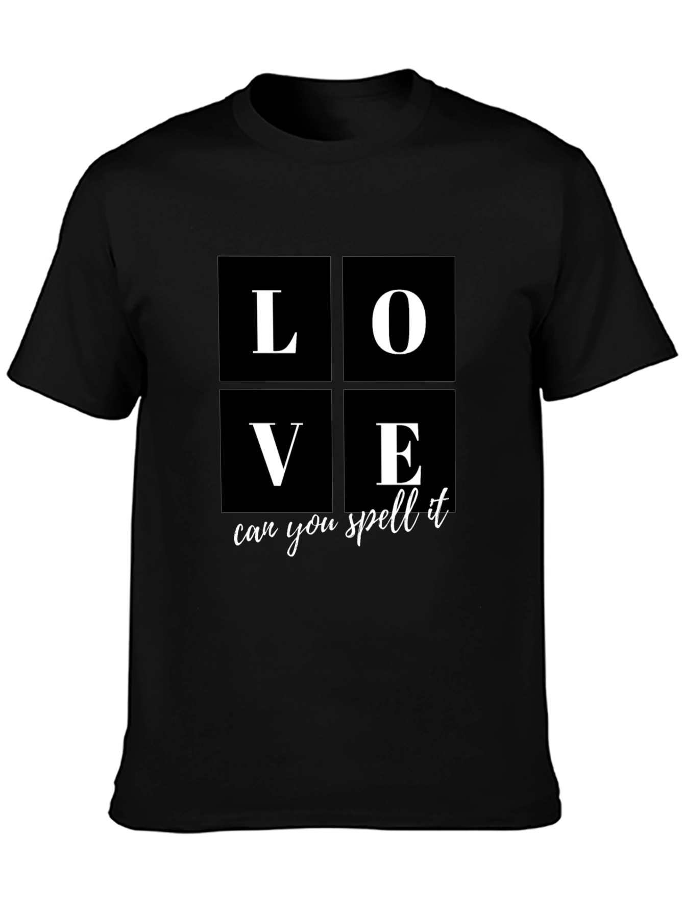 LOVE Spell It T-Shirt - Black Crew Neck Tee