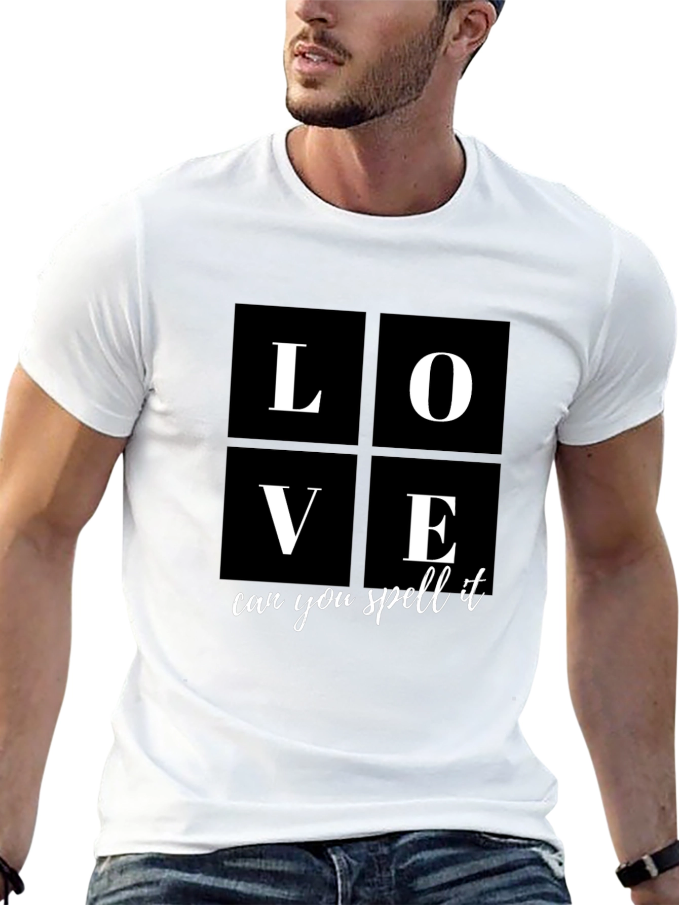 LOVE Spell It T-Shirt - Black Crew Neck Tee