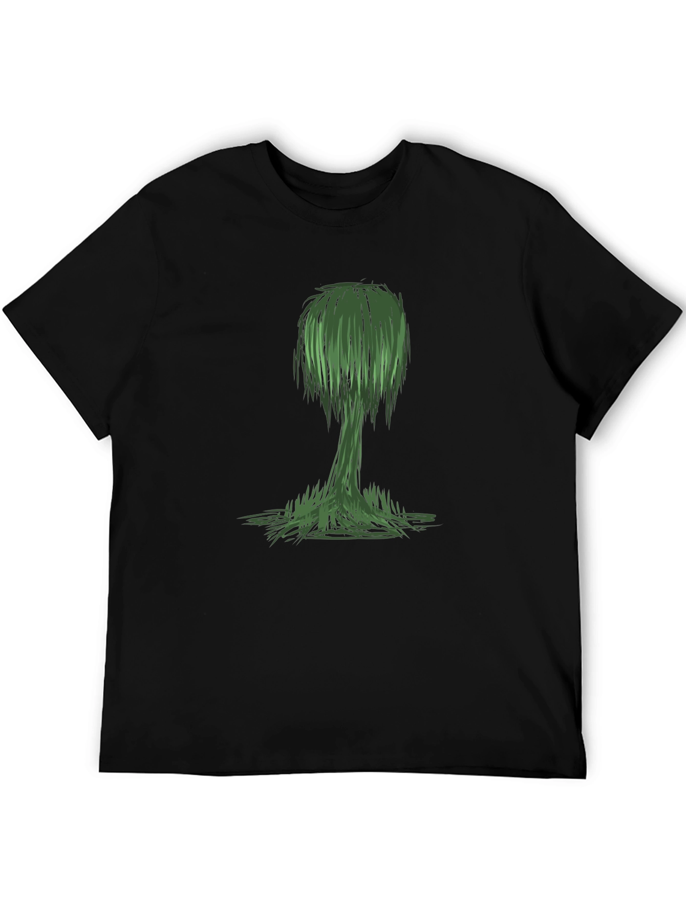 Unique Willow Tree Graphic Tee - Black Cotton Casual