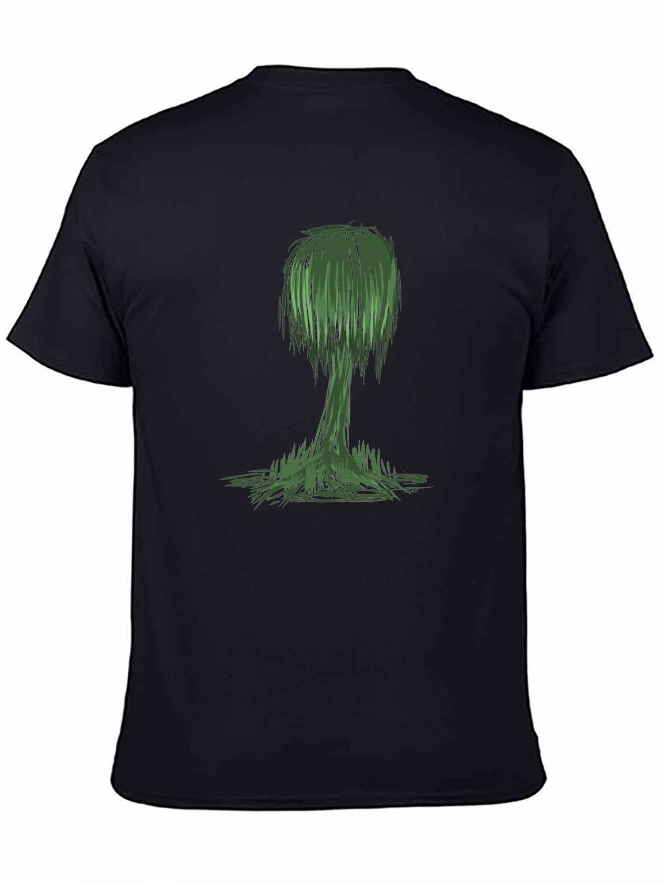 Unique Willow Tree Graphic Tee - Black Cotton Casual