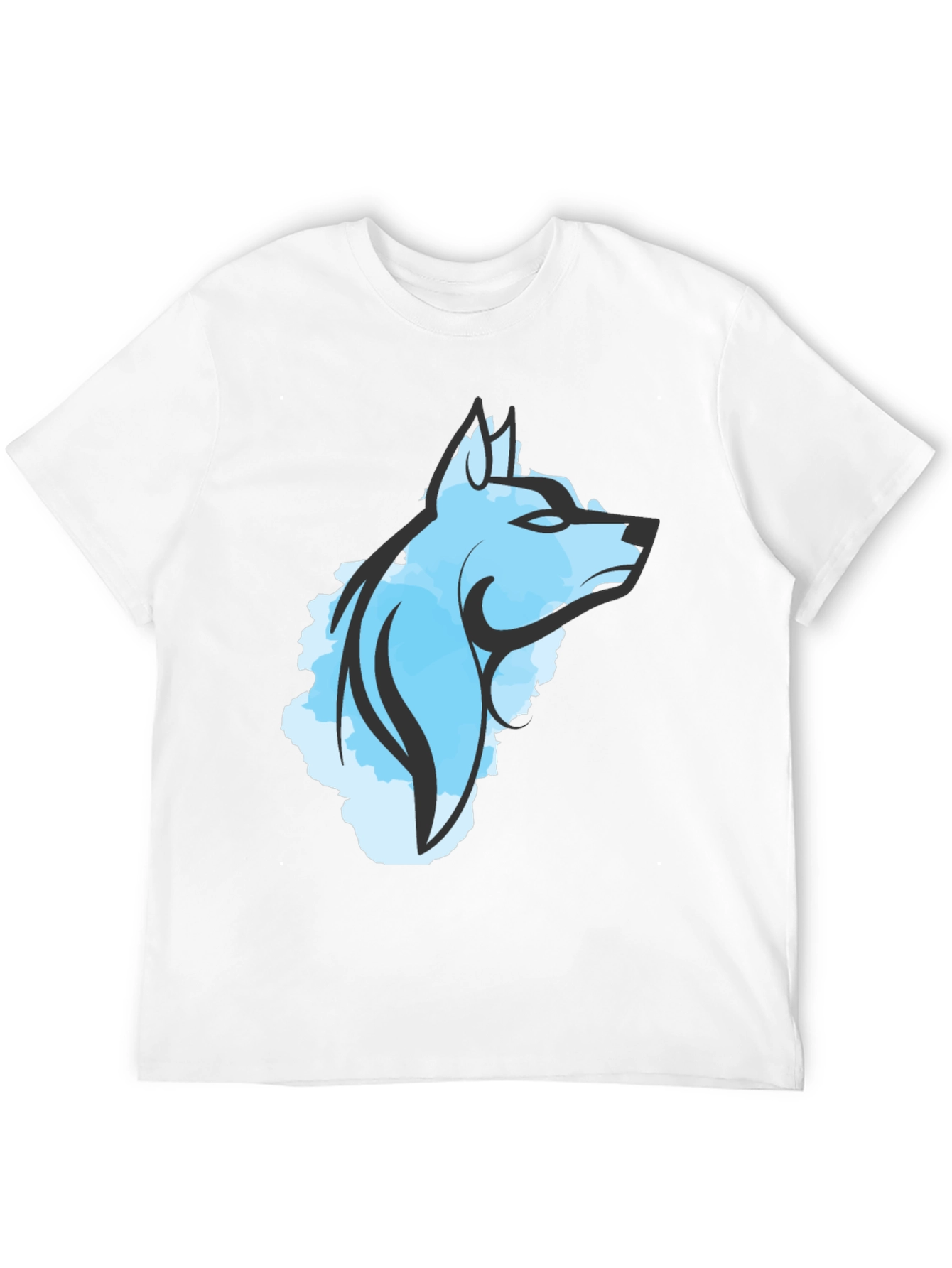 Cool Blue Wolf Graphic Tee - Black