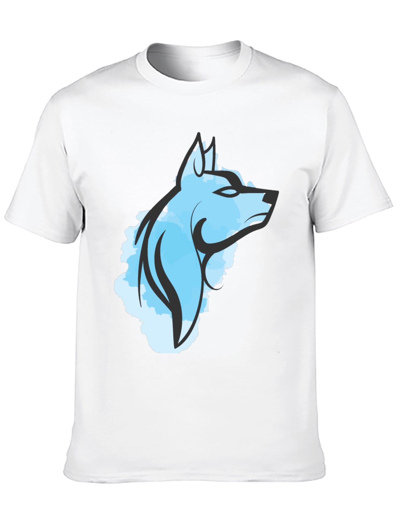 Cool Blue Wolf Graphic Tee - Black