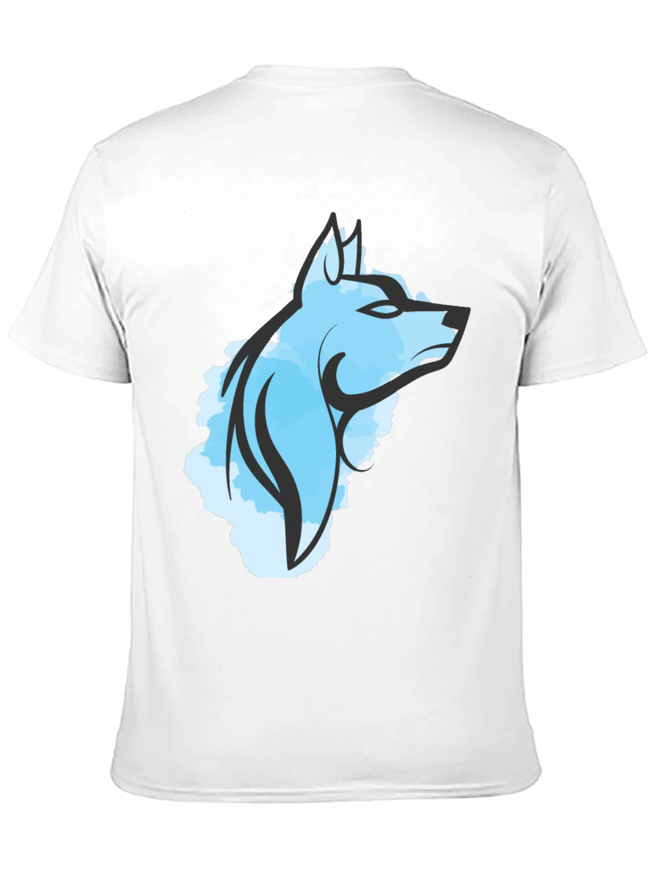 Cool Blue Wolf Graphic Tee - Black