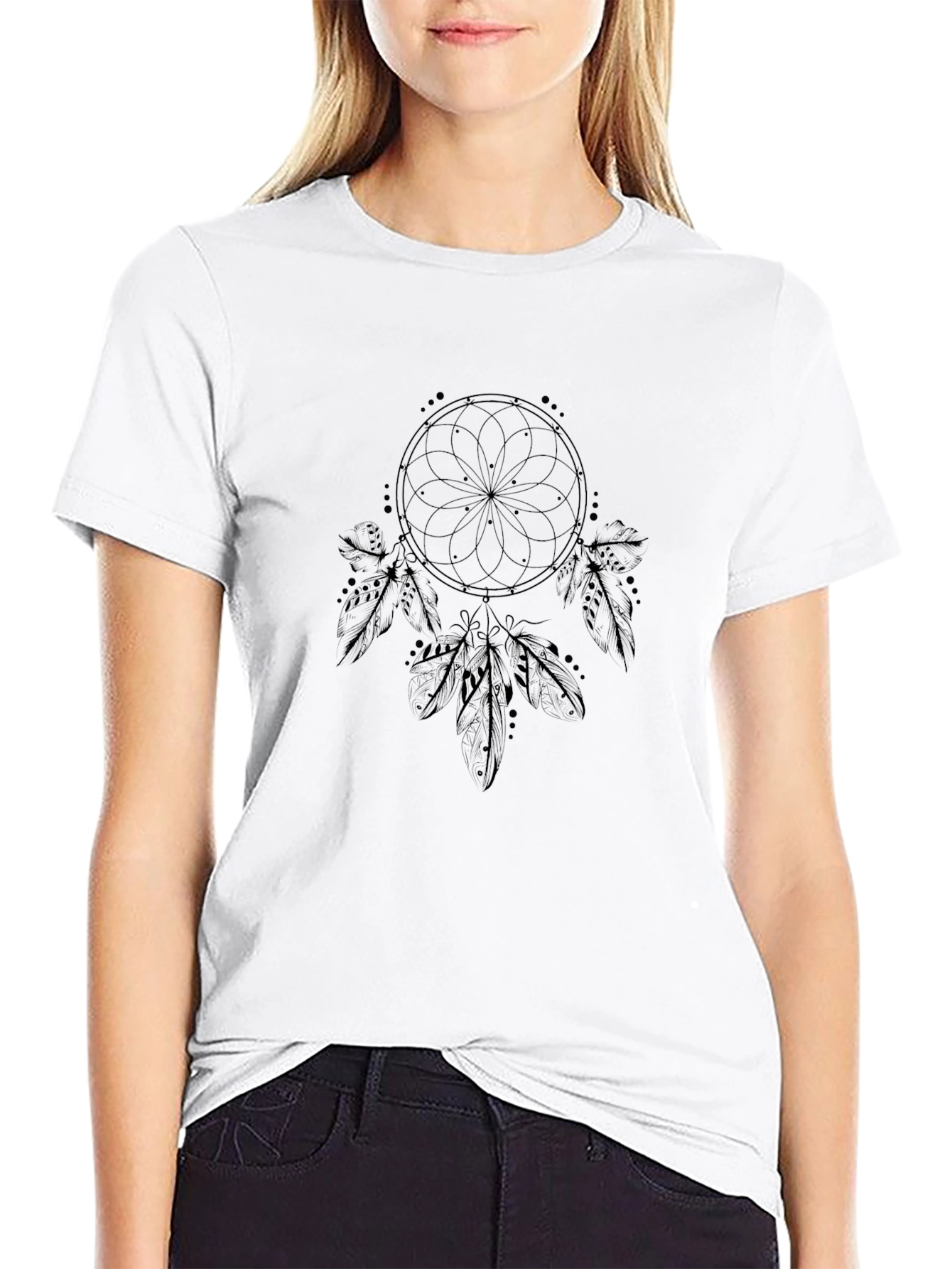 Mens Black T-Shirt - Dreamcatcher Design