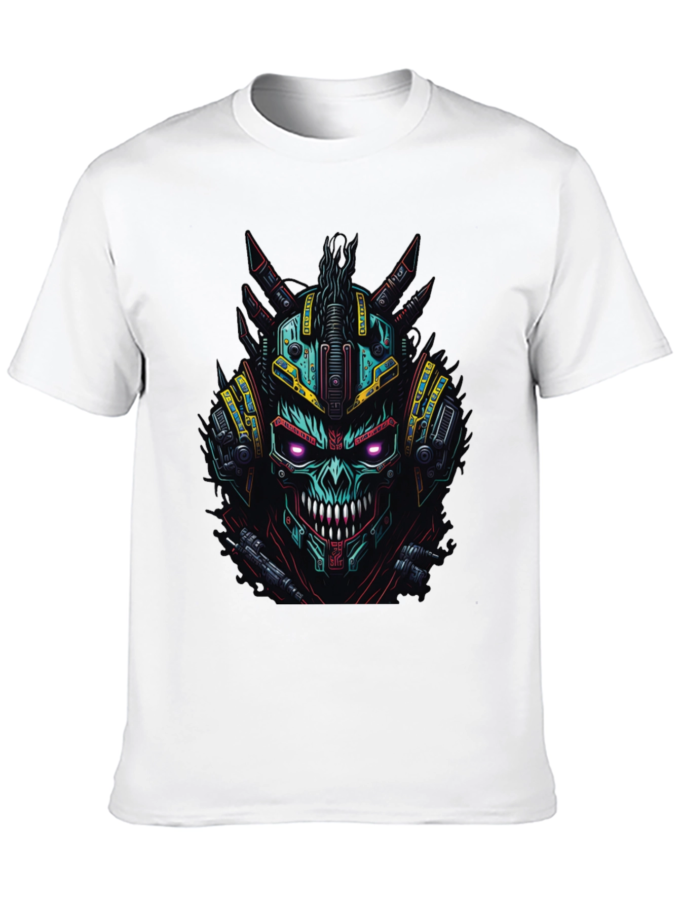 Cyberpunk Skull Graphic Tee - Black