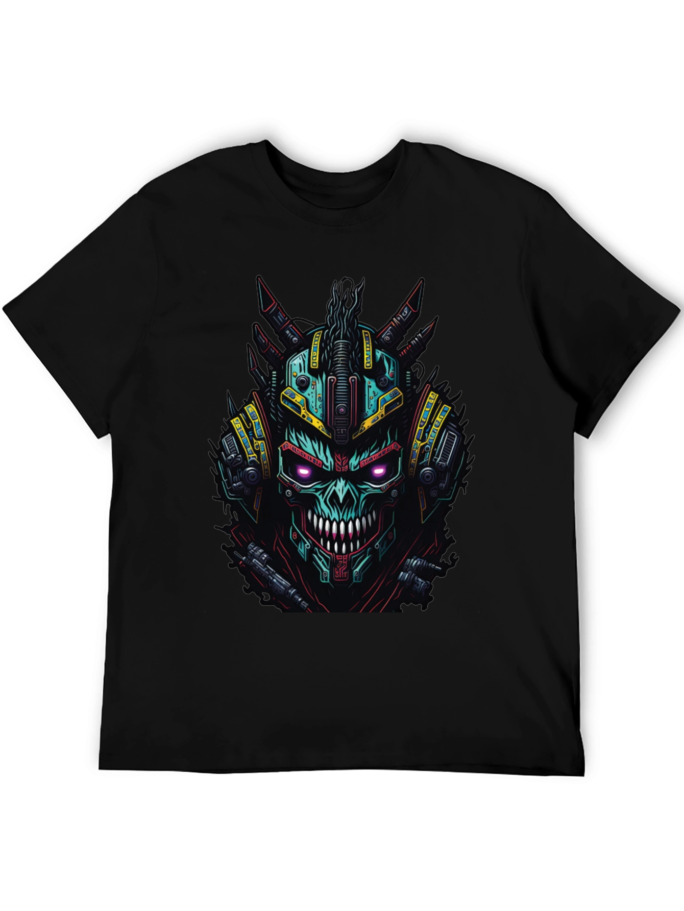 Cyberpunk Skull Graphic Tee - Black