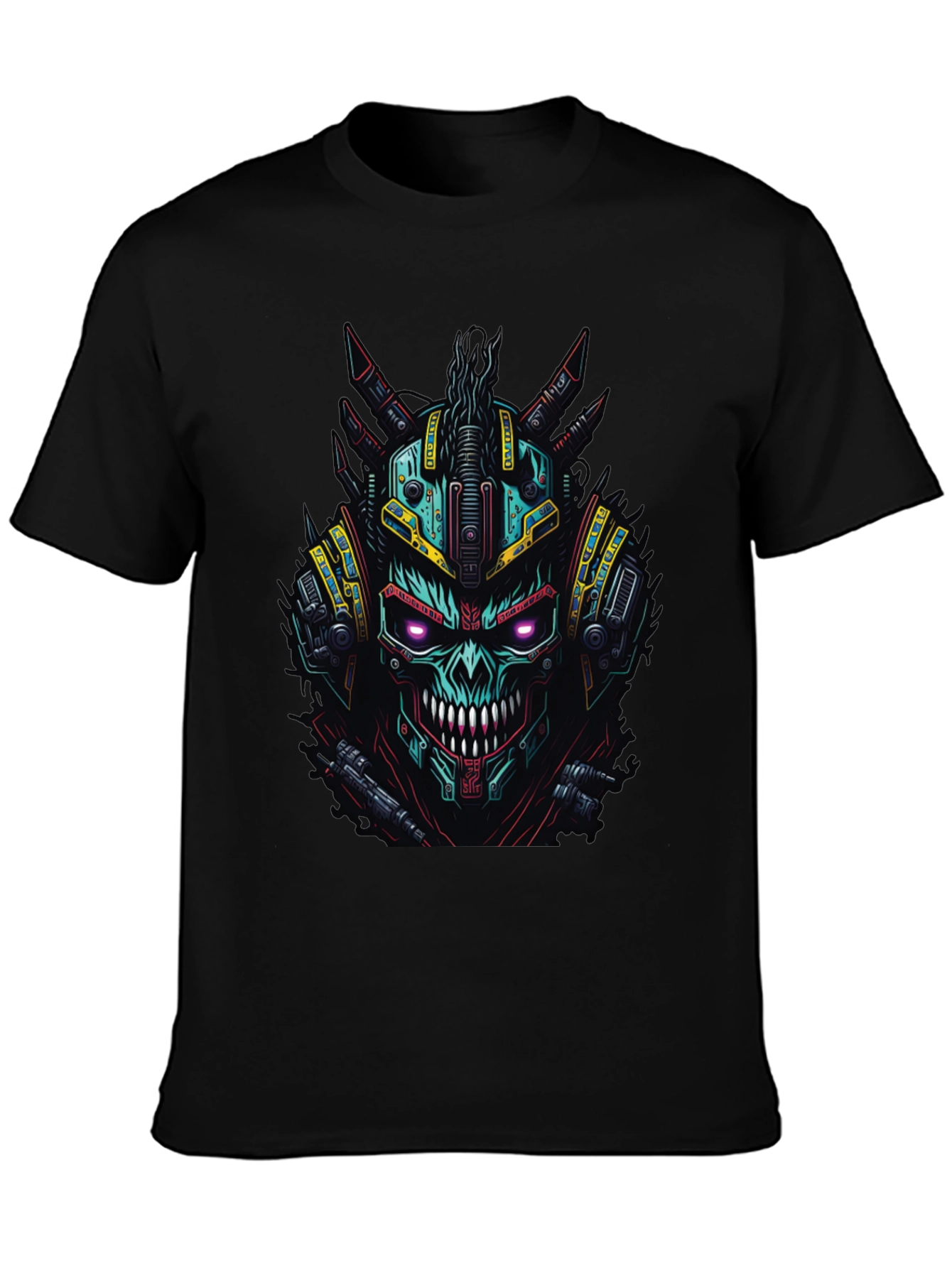 Cyberpunk Skull Graphic Tee - Black