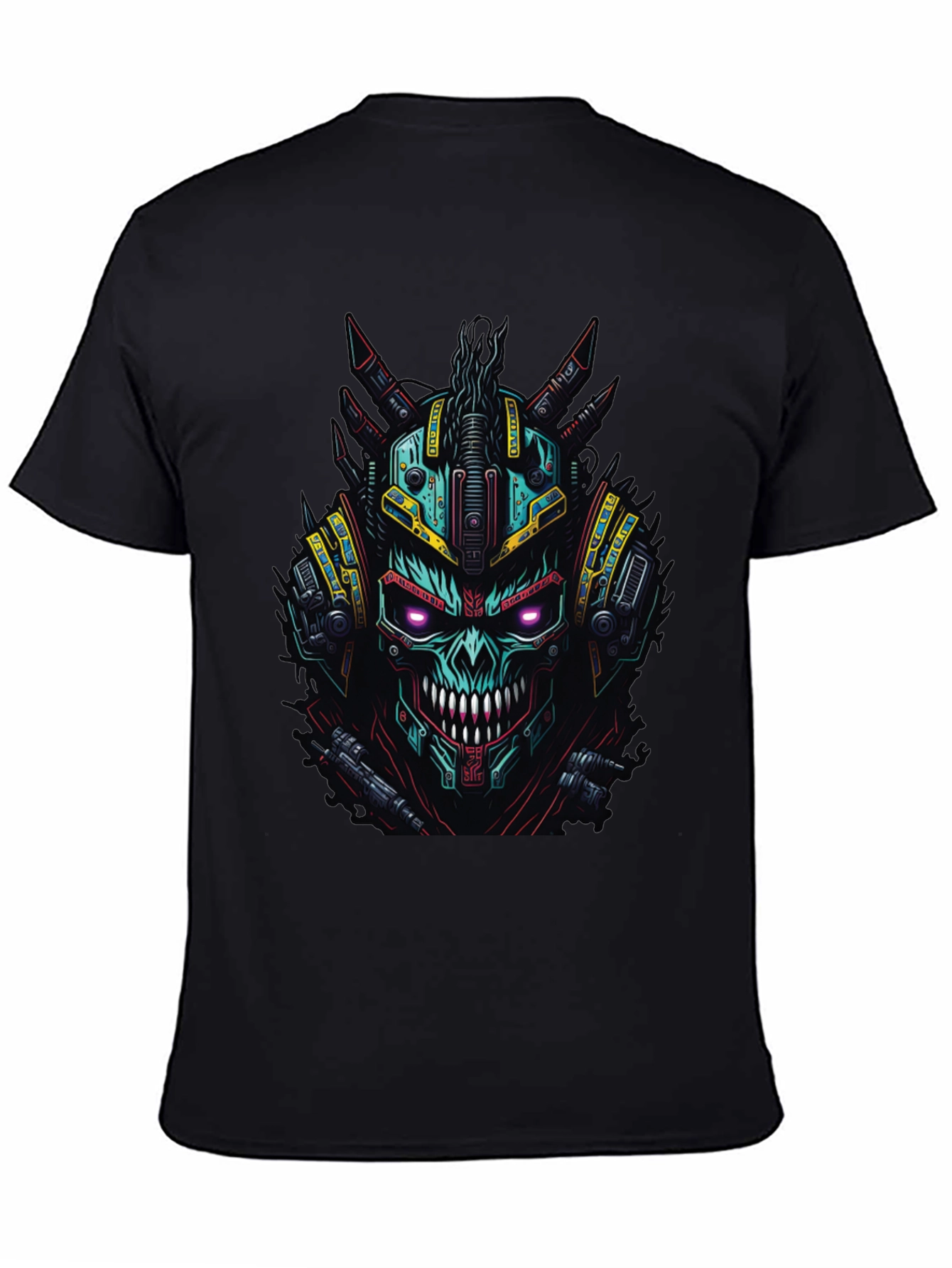 Cyberpunk Skull Graphic Tee - Black