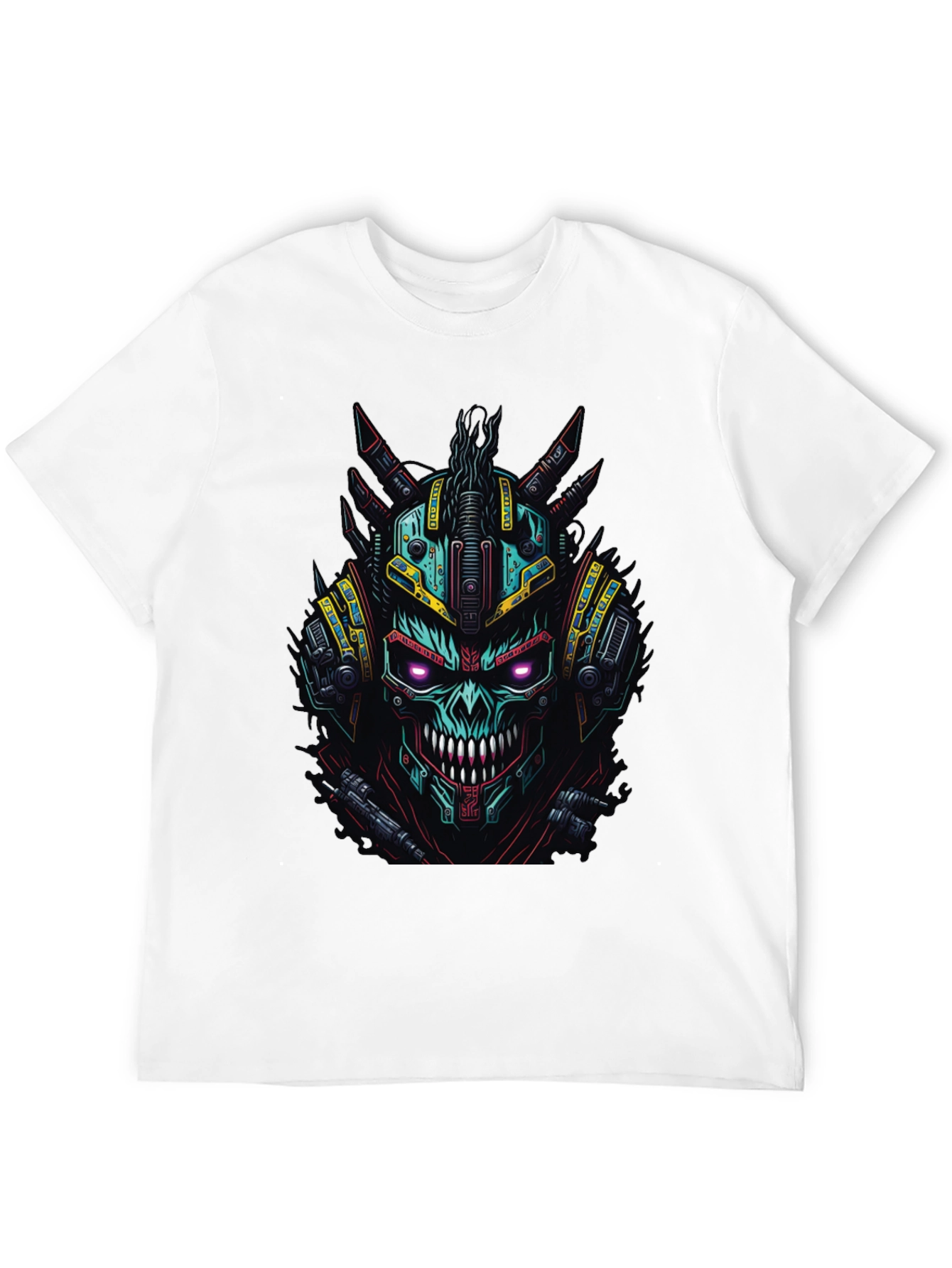 Cyberpunk Skull Graphic Tee - Black