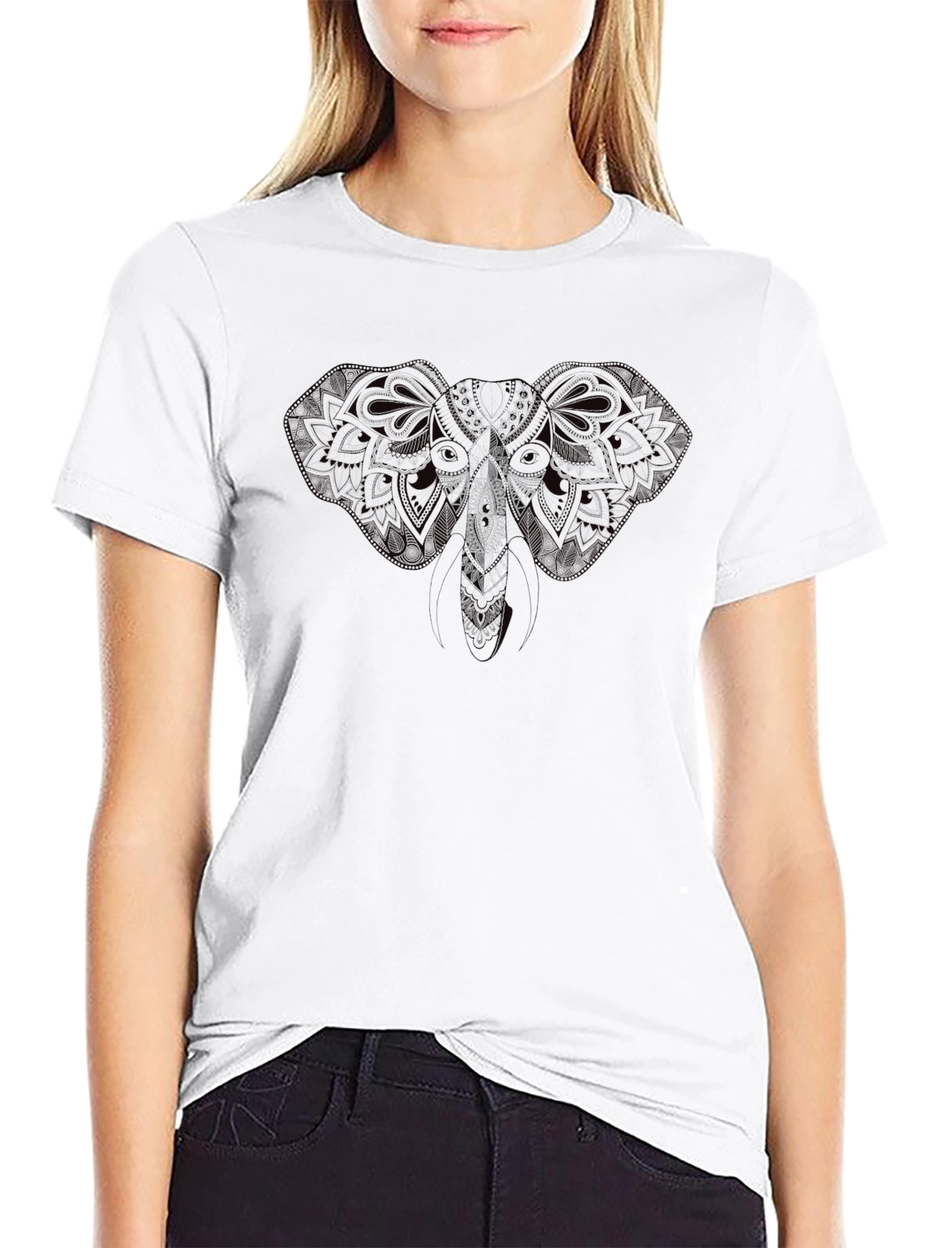 Elephant Mandala Graphic T-Shirt