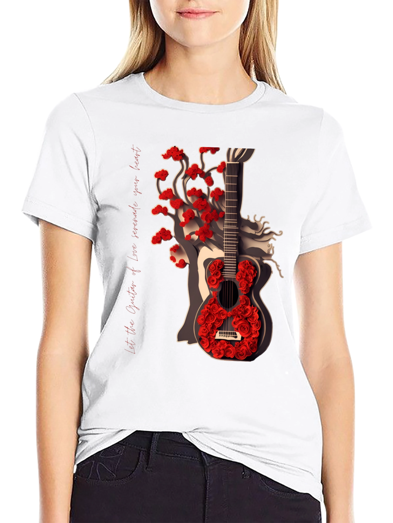 Guitar Rose Graphic Tee - Stylish Unisex T-Shirt