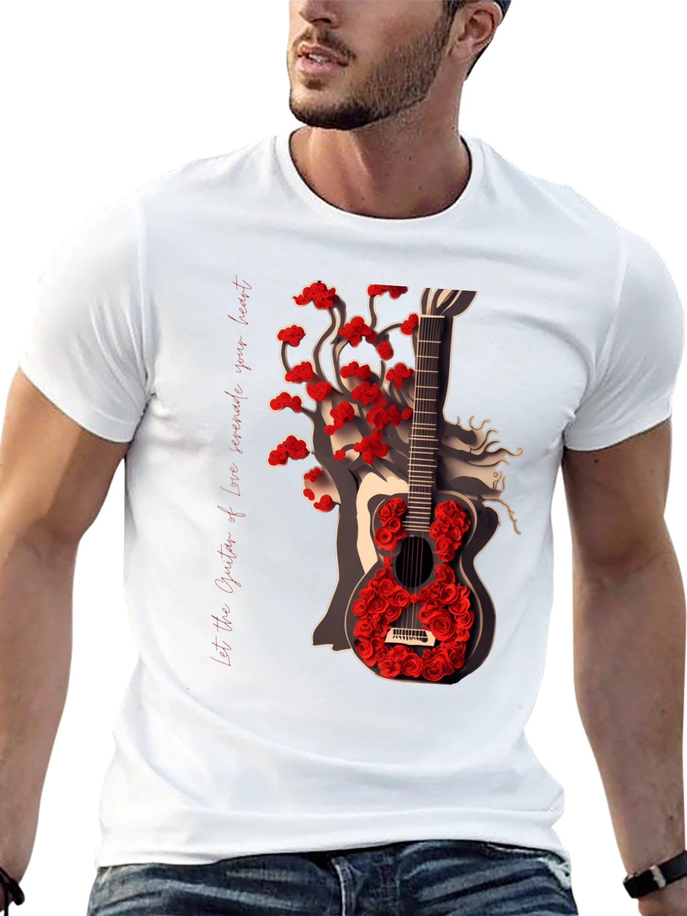 Guitar Rose Graphic Tee - Stylish Unisex T-Shirt