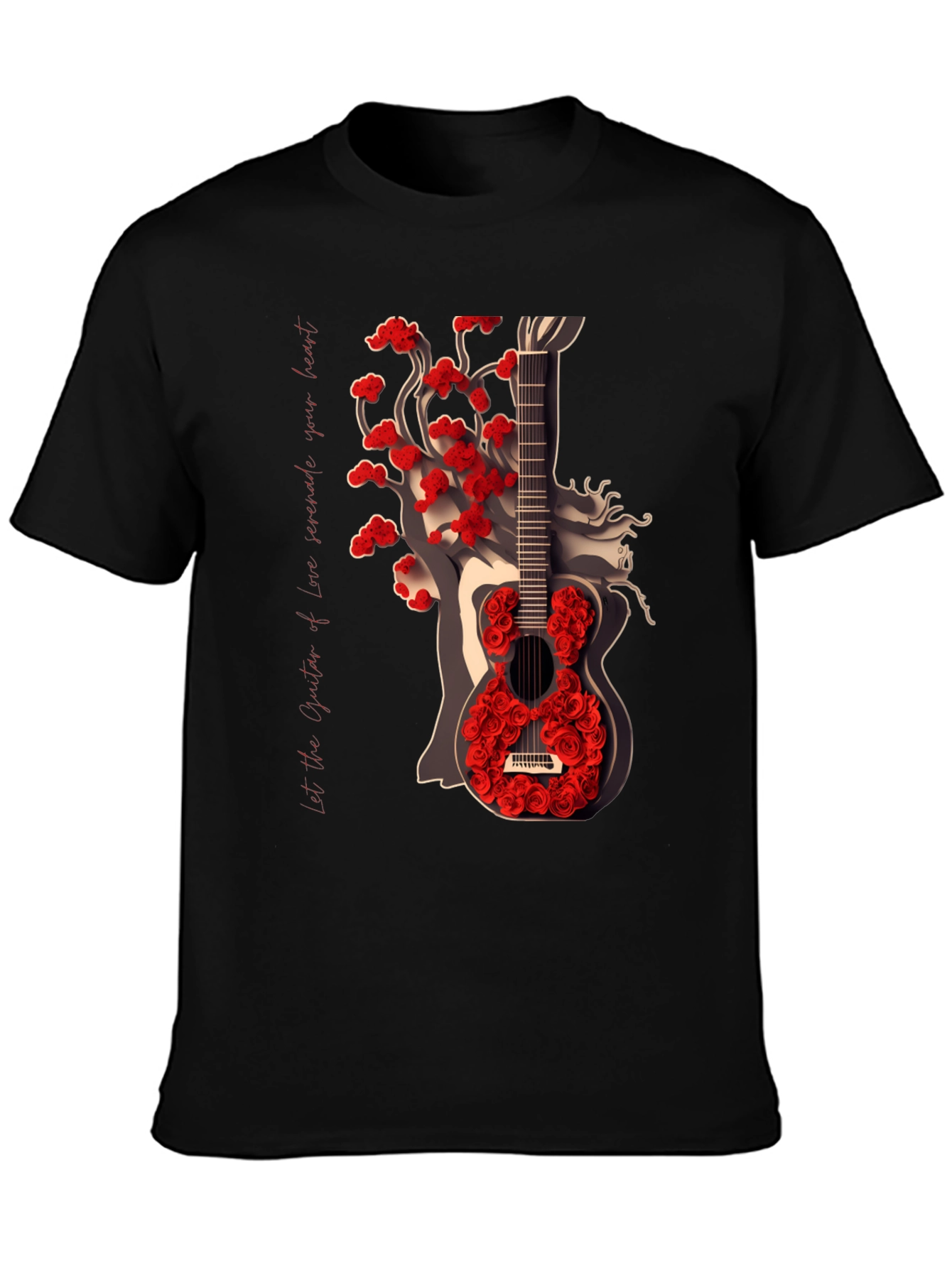 Guitar Rose Graphic Tee - Stylish Unisex T-Shirt