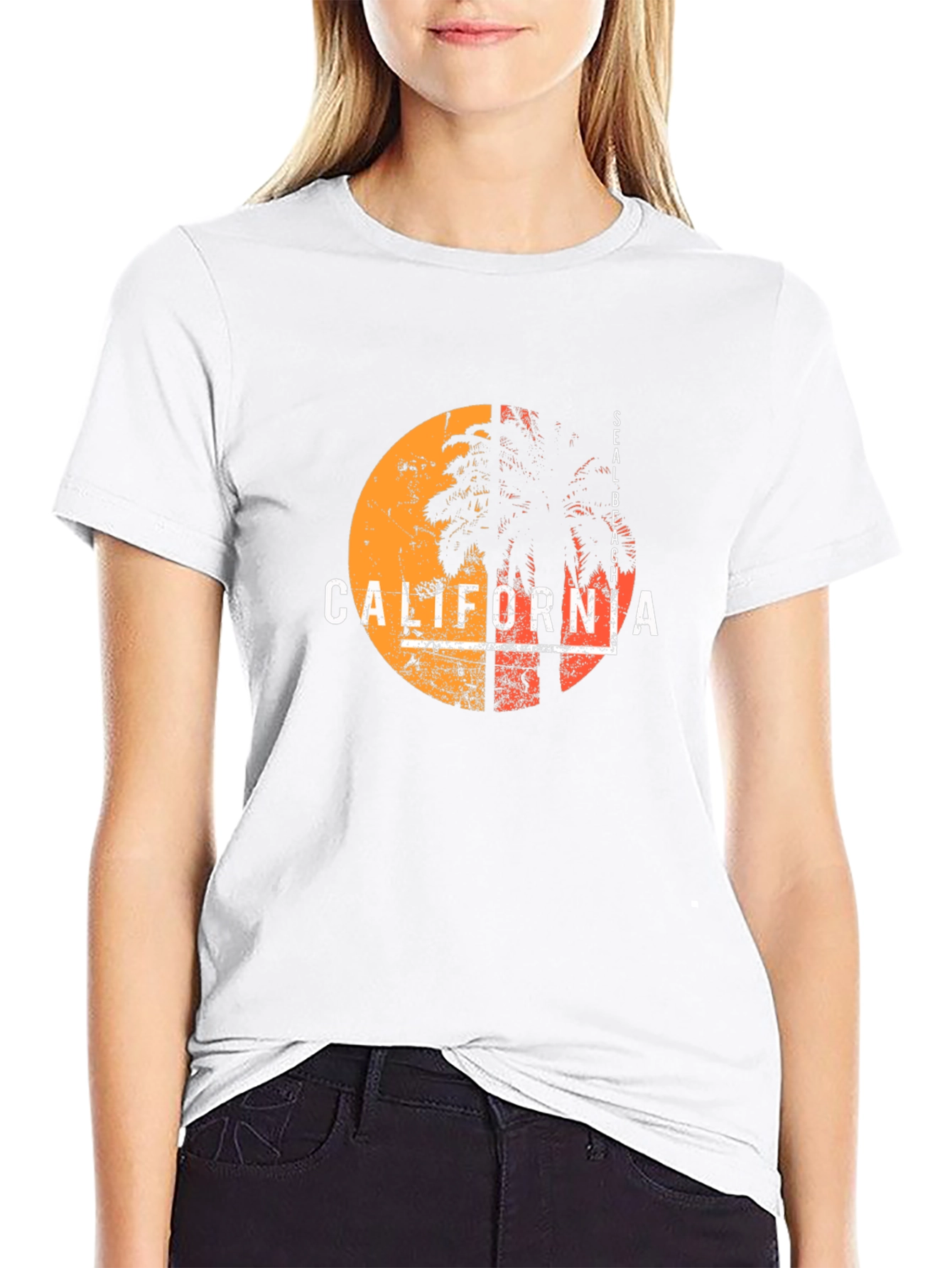 California Seal Beach Palm Tree Graphic Tee