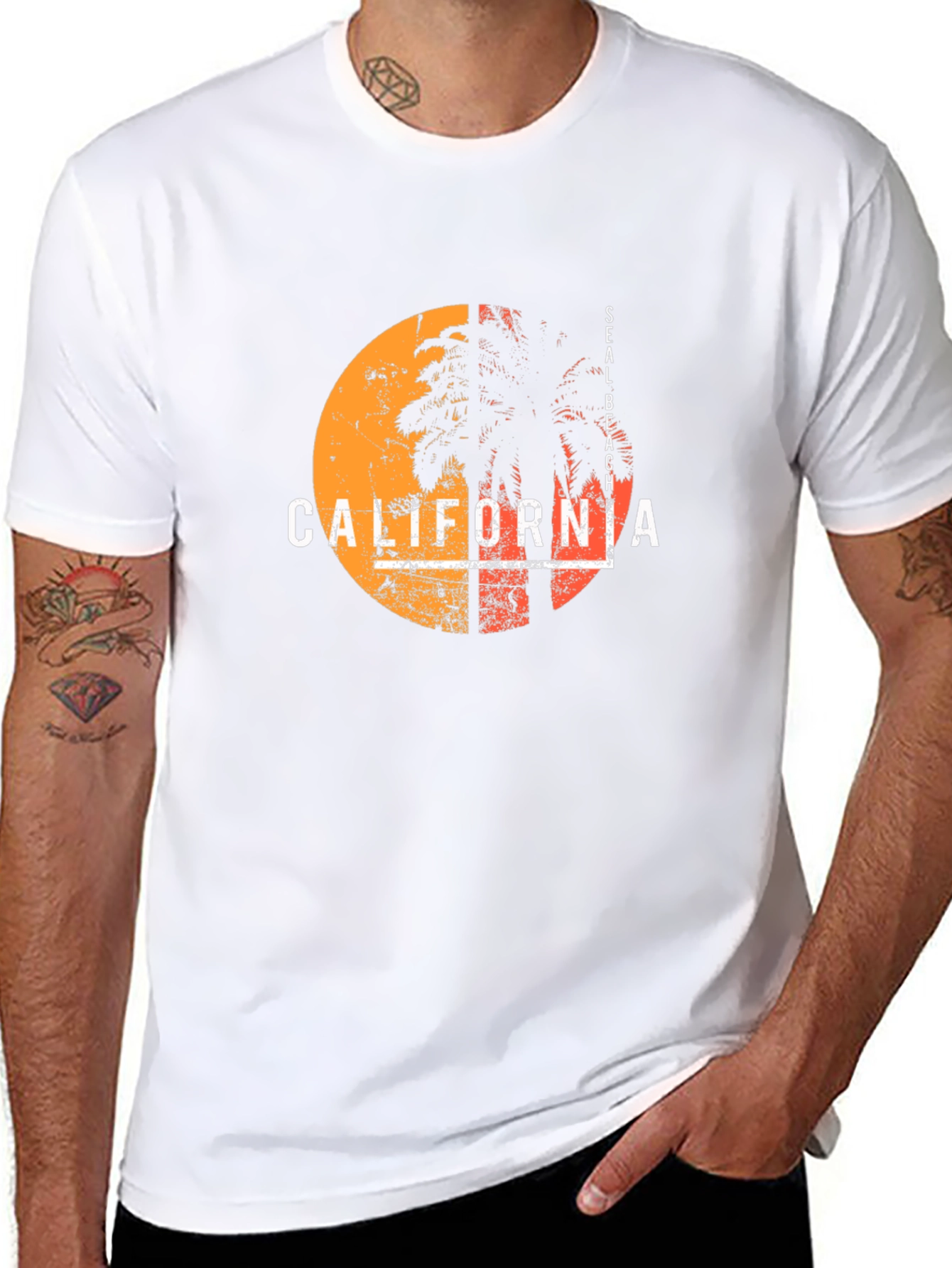 California Seal Beach Palm Tree Graphic Tee
