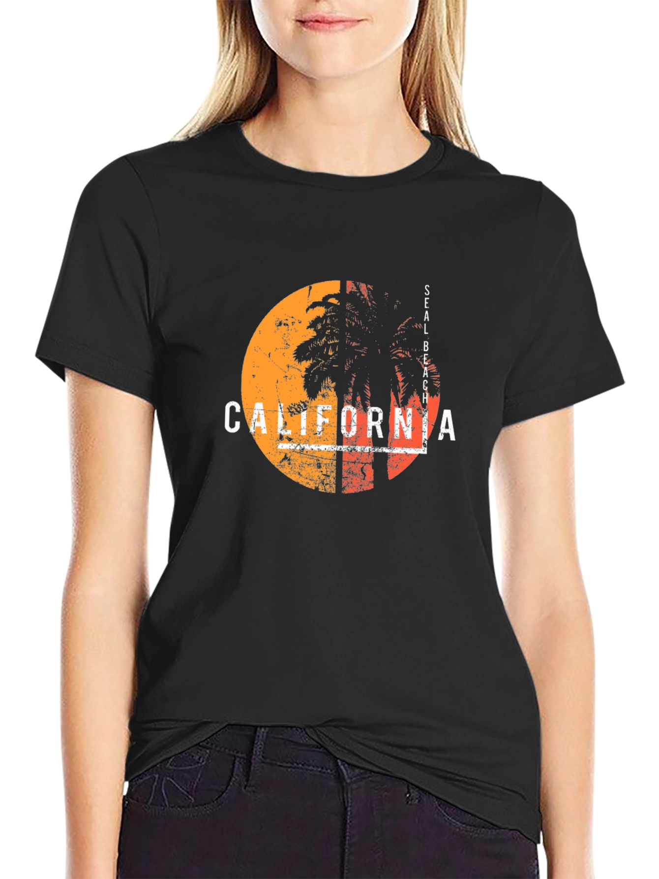 California Seal Beach Palm Tree Graphic Tee