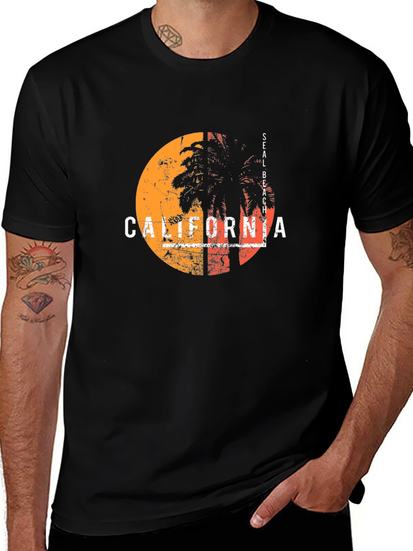 California Seal Beach Palm Tree Graphic Tee