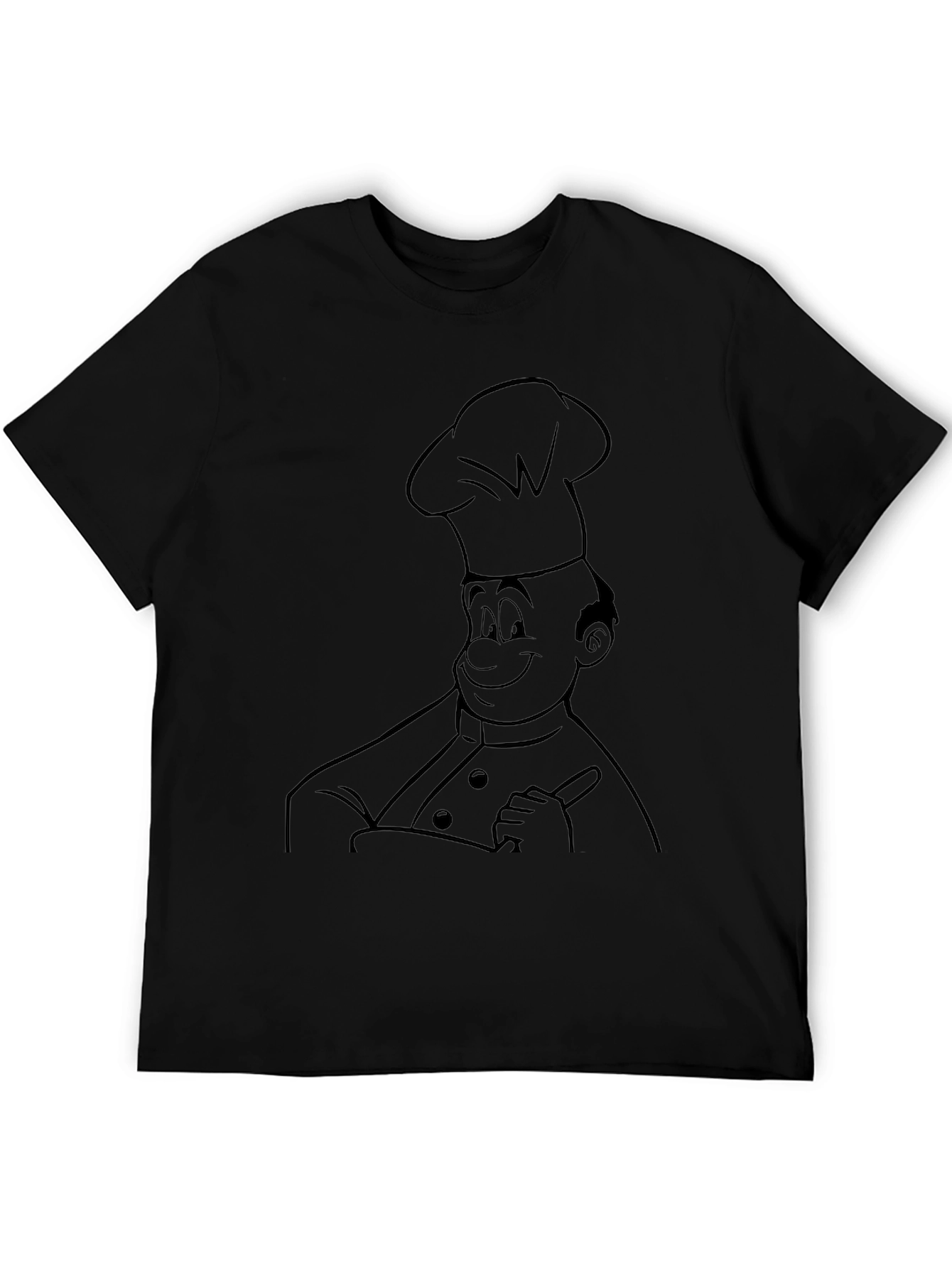 Chef Cartoon Graphic Tee - Black