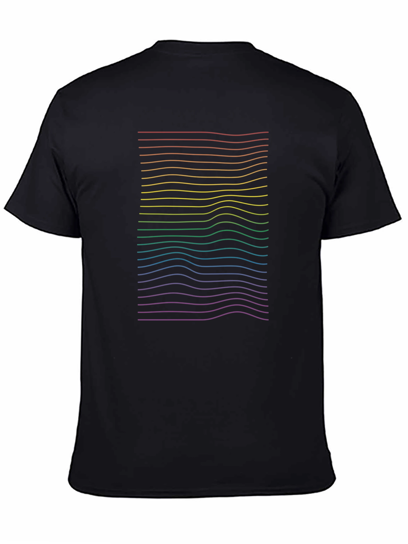 Rainbow Wave Line Graphic Black Tee