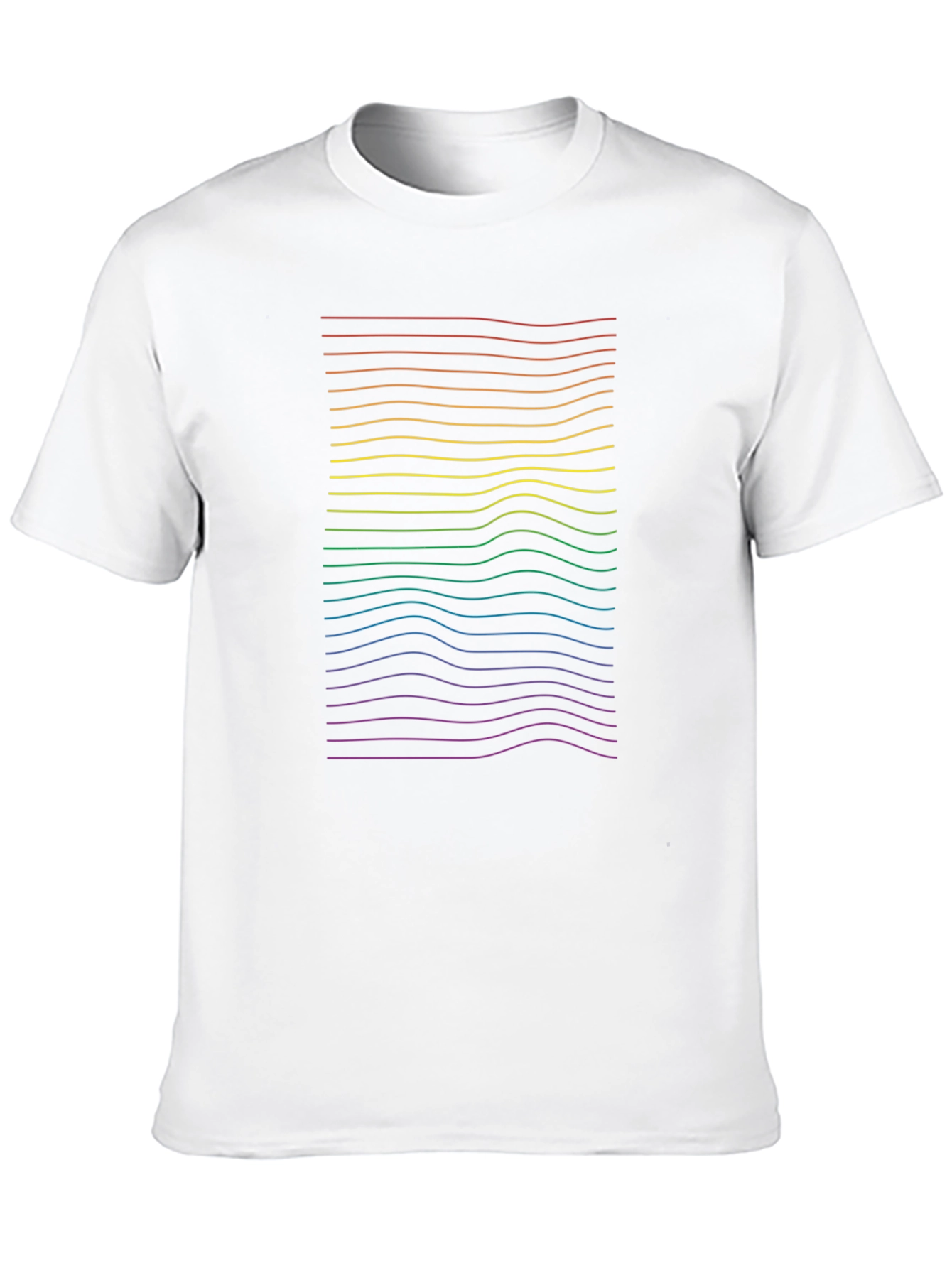 Rainbow Wave Line Graphic Black Tee