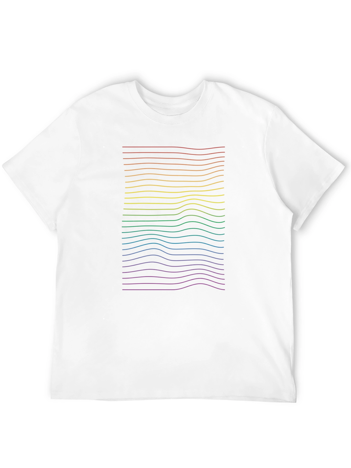 Rainbow Wave Line Graphic Black Tee