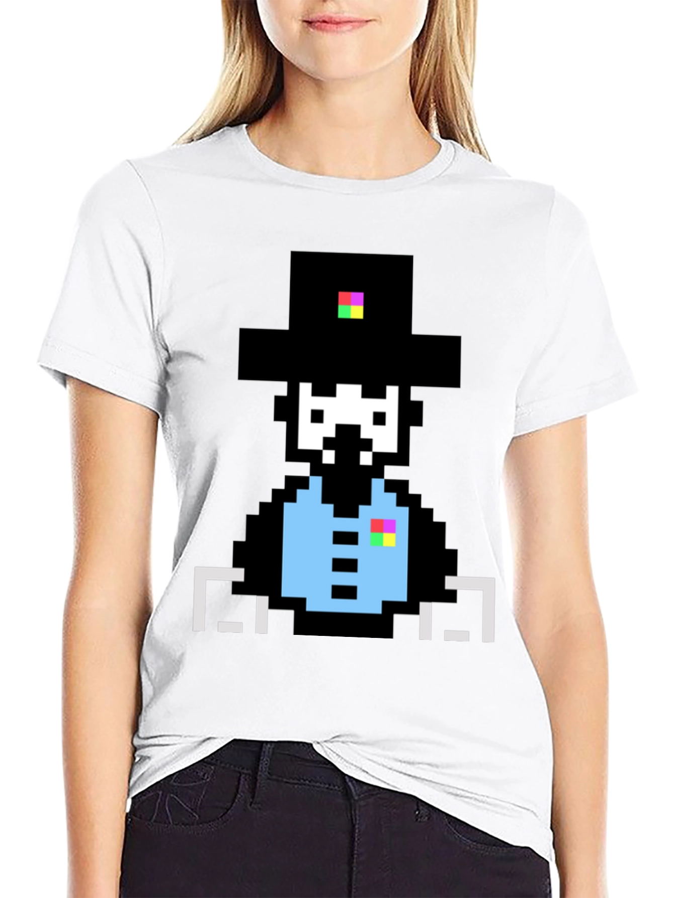 Pixel Art Gentleman Graphic T-Shirt