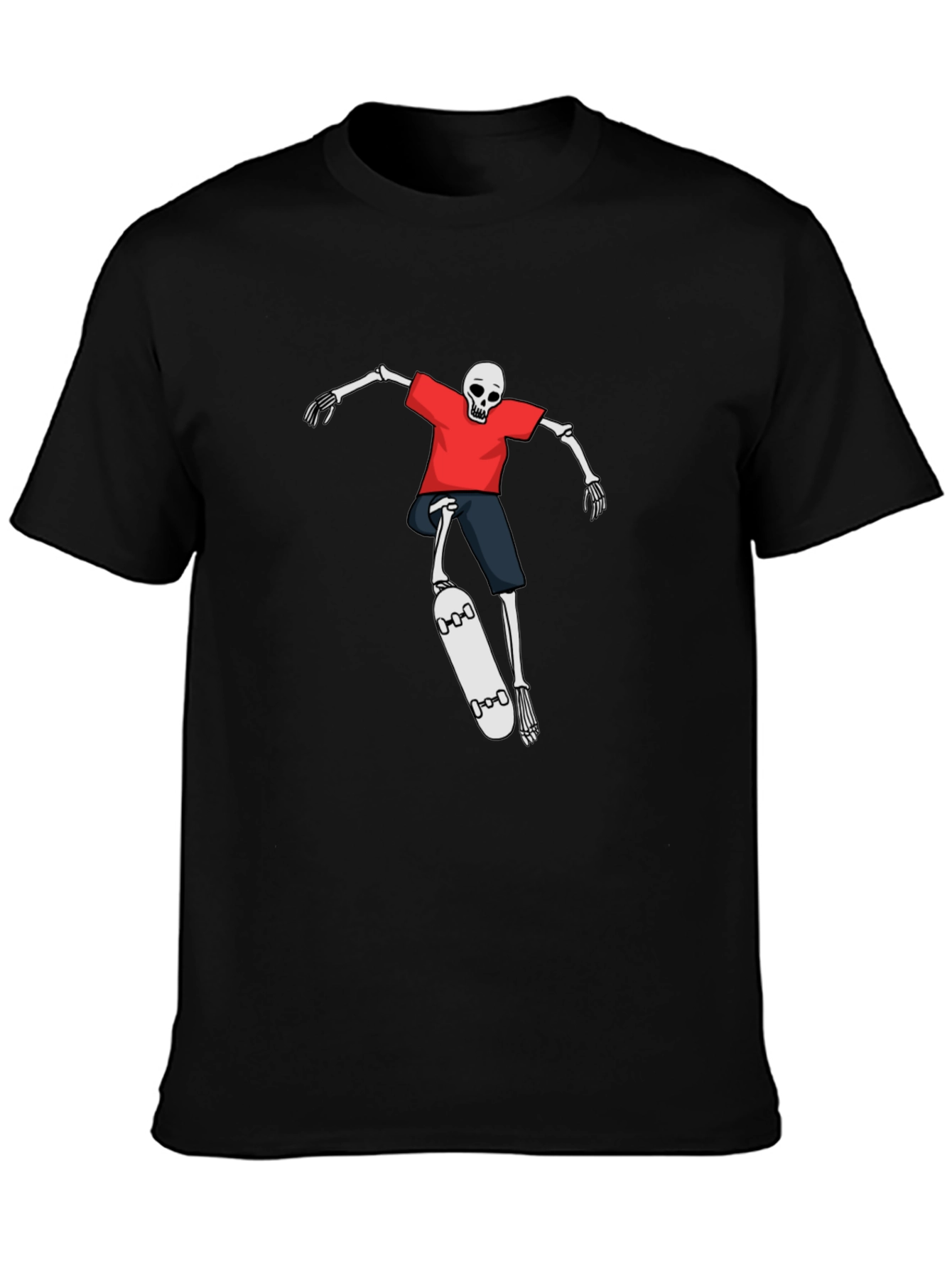 Skateboarding Skeleton Graphic Tee - Black T-Shirt