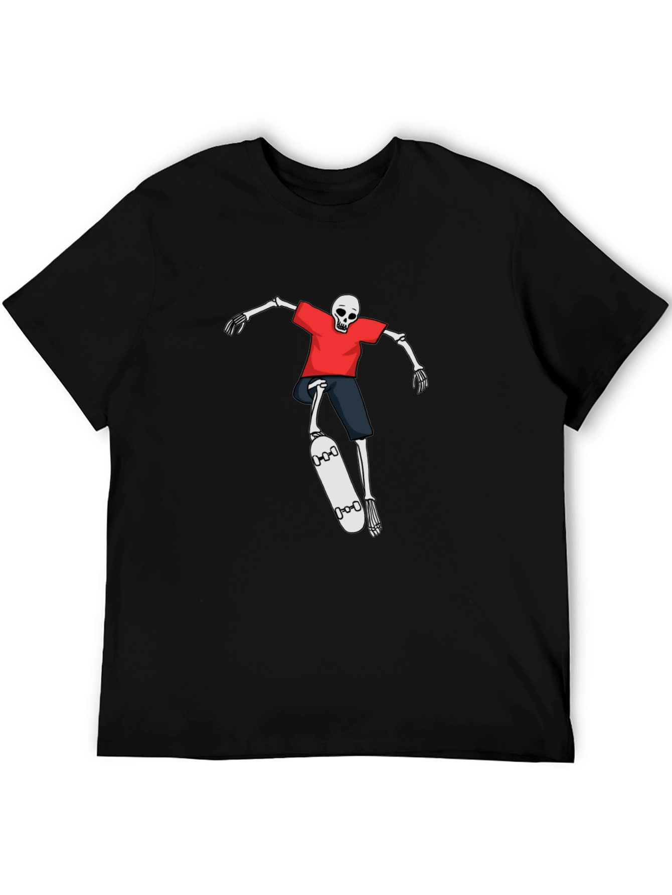 Skateboarding Skeleton Graphic Tee - Black T-Shirt