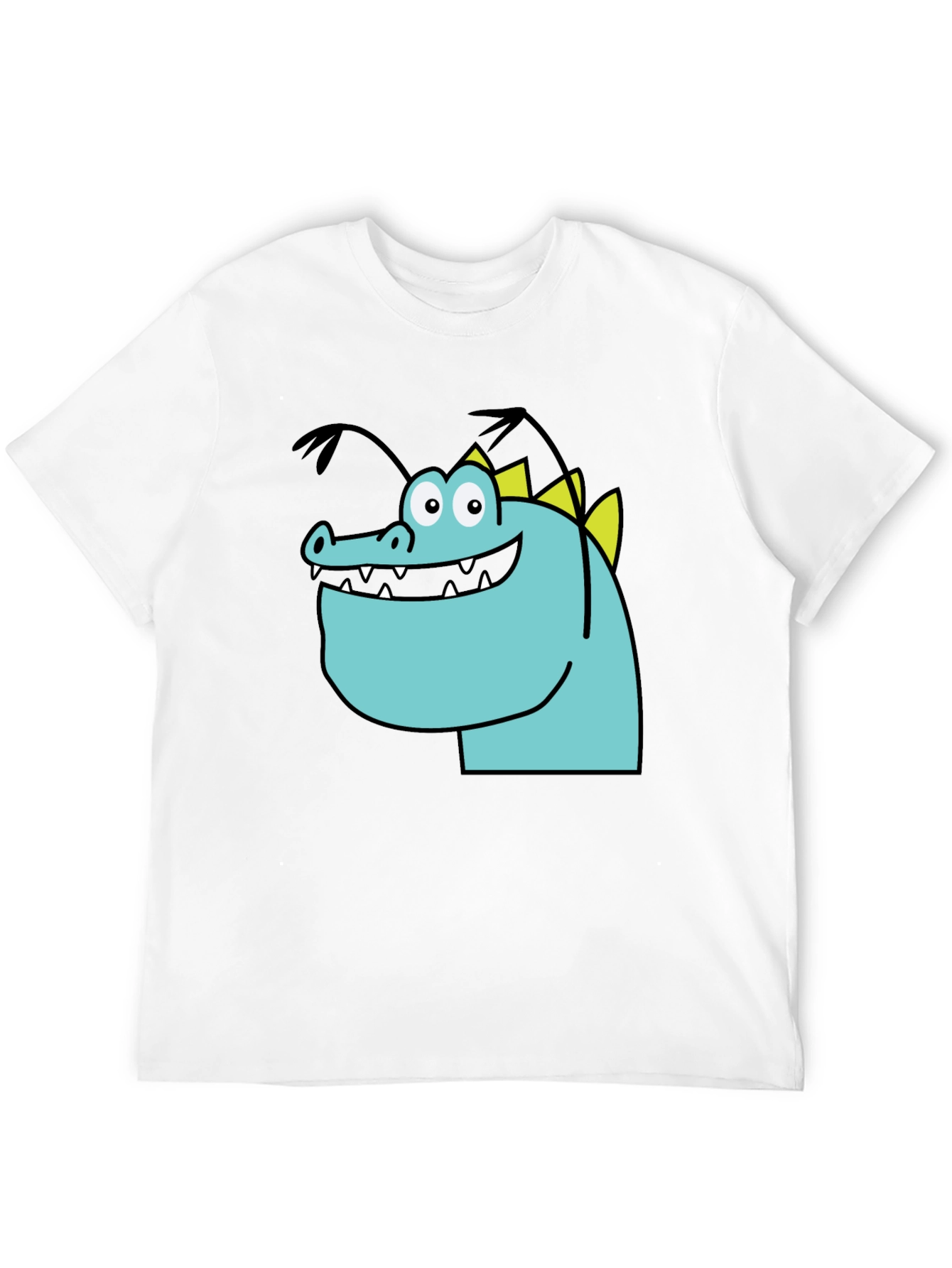 Cartoon Dinosaur Graphic Tee - Quirky Black T-Shirt