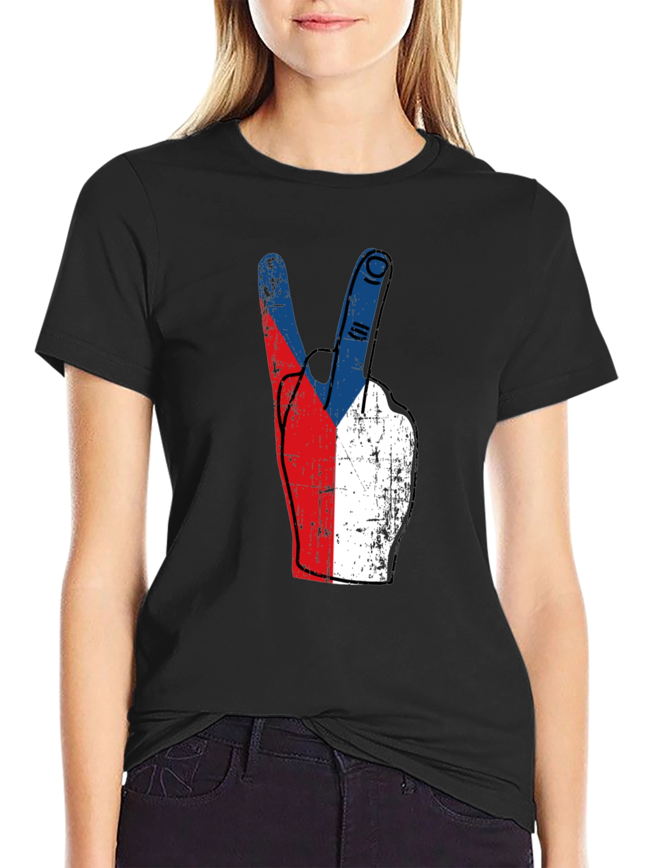 Czech Republic Flag Peace Sign T-Shirt