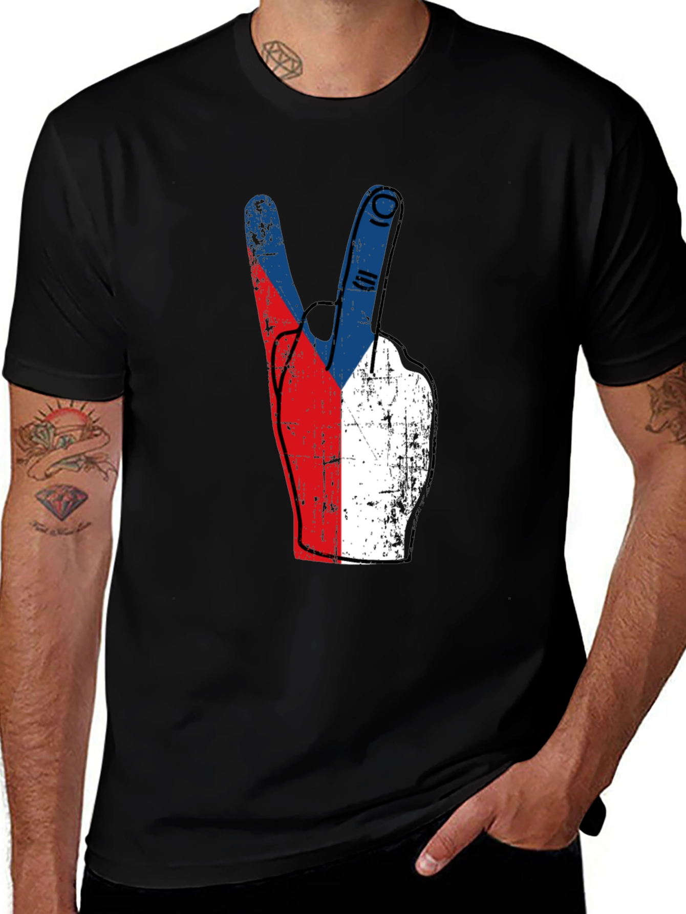 Czech Republic Flag Peace Sign T-Shirt