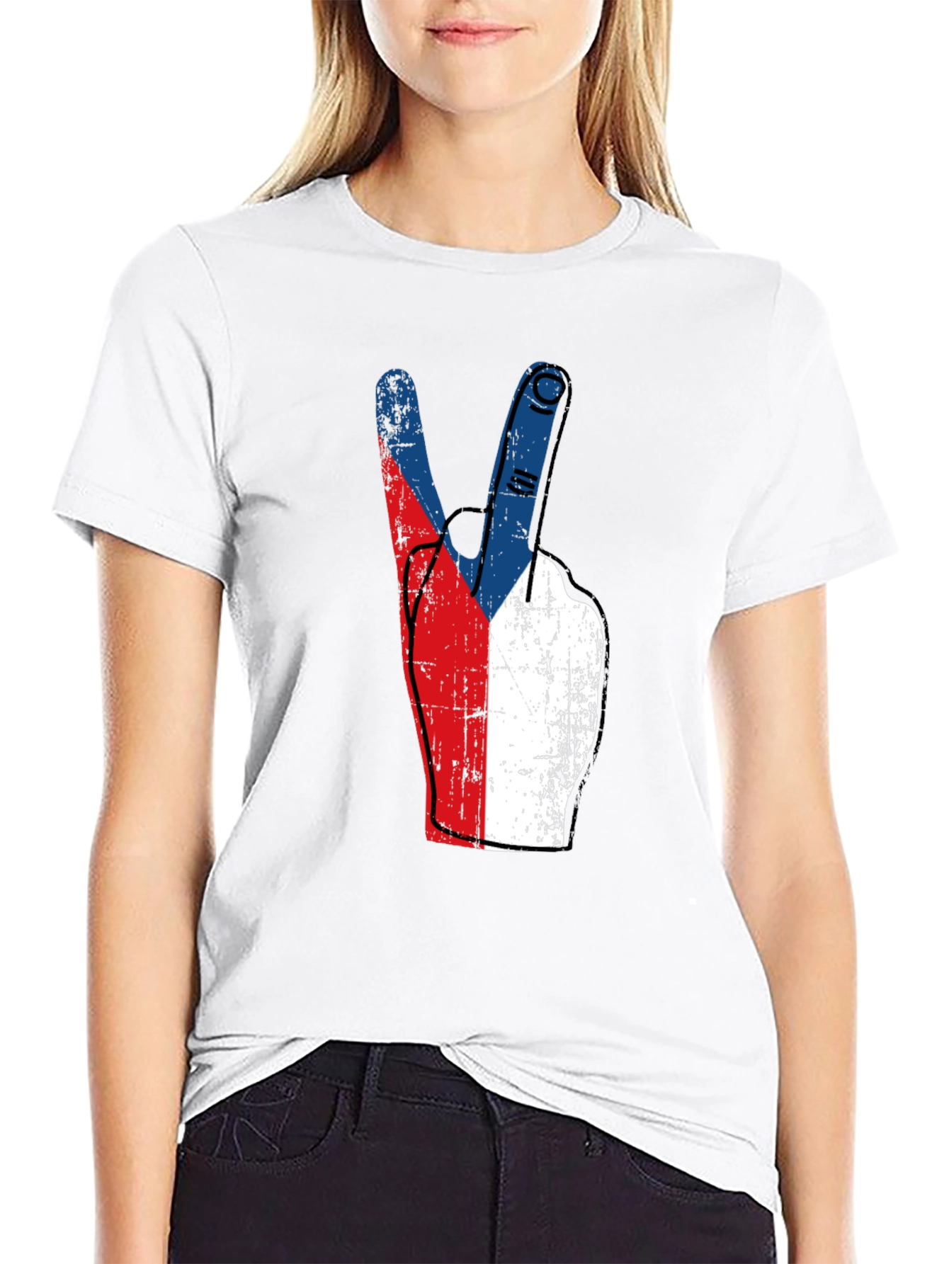 Czech Republic Flag Peace Sign T-Shirt