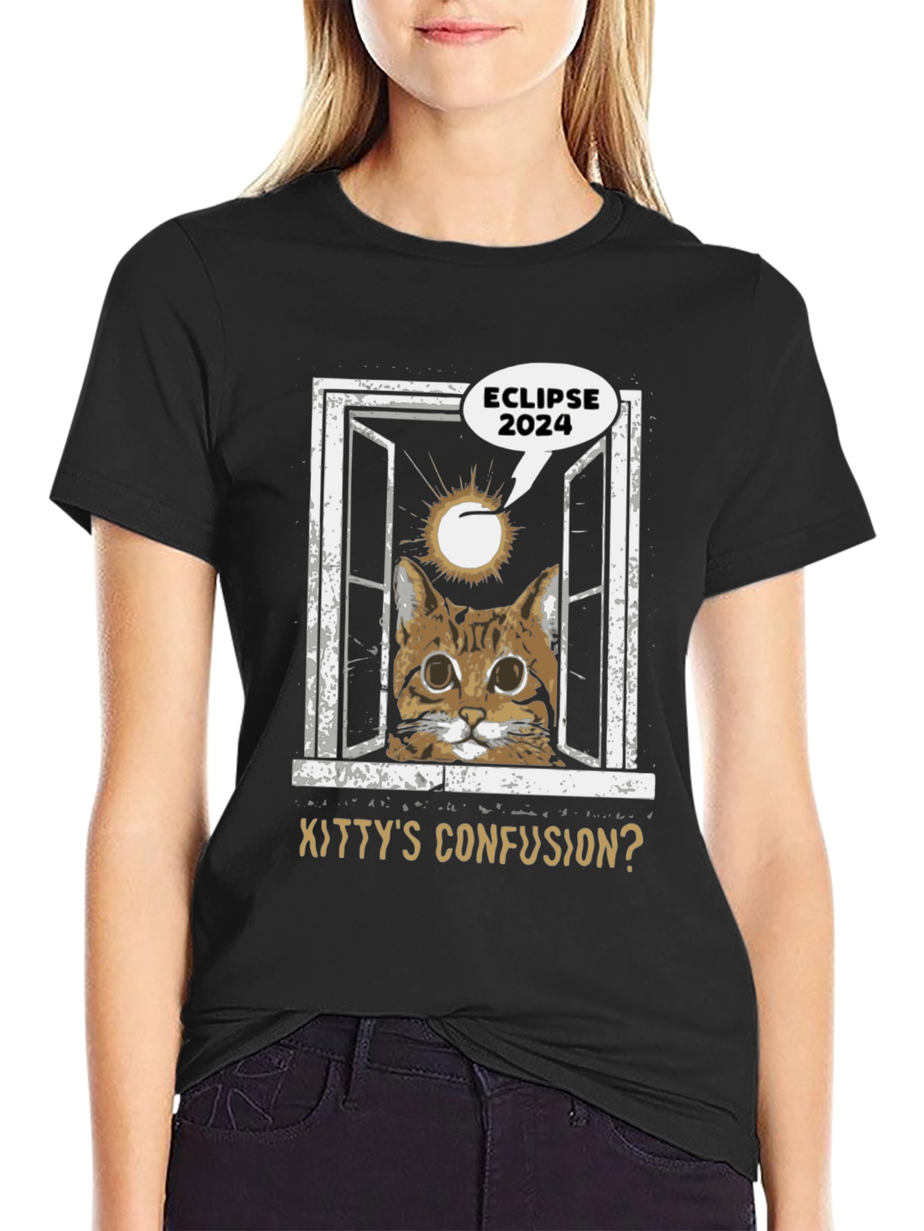 Eclipse 2024 Kitty Confusion Graphic Tee