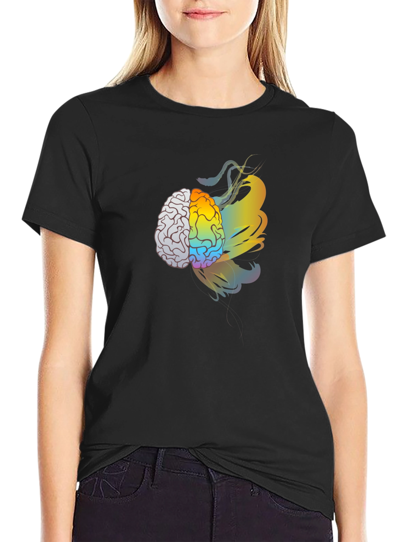 Brain Art Black T-Shirt - Creative Thinking Tee