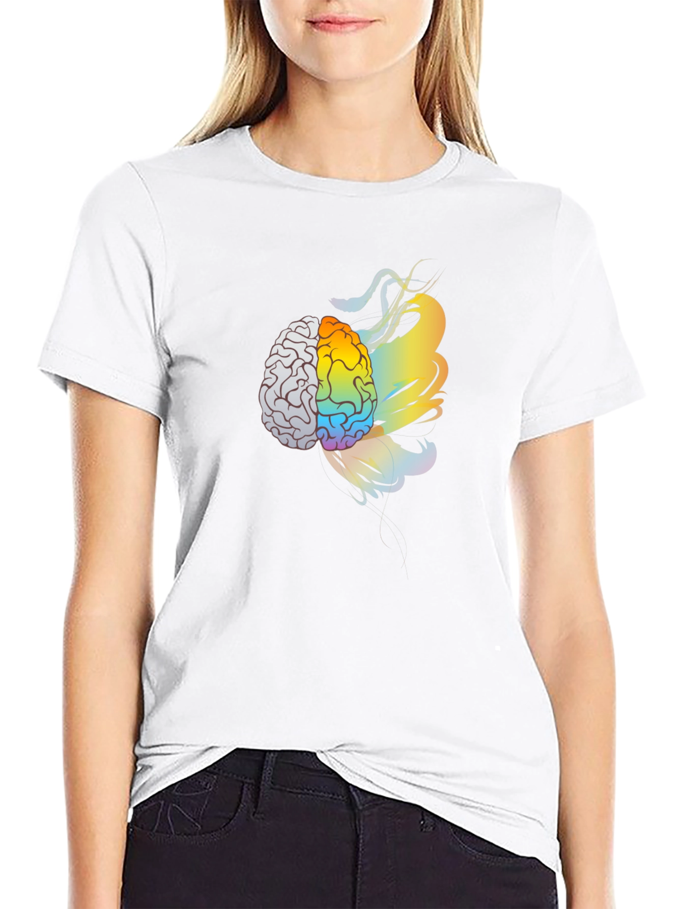Brain Art Black T-Shirt - Creative Thinking Tee