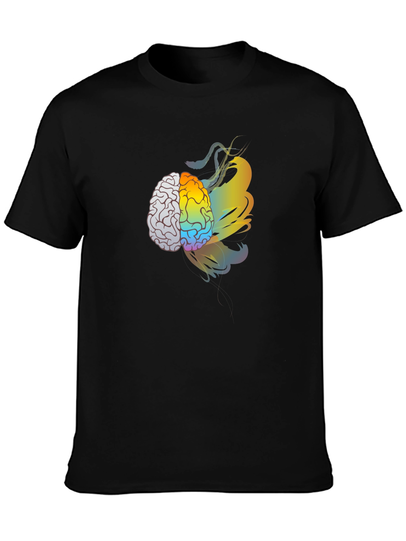 Brain Art Black T-Shirt - Creative Thinking Tee