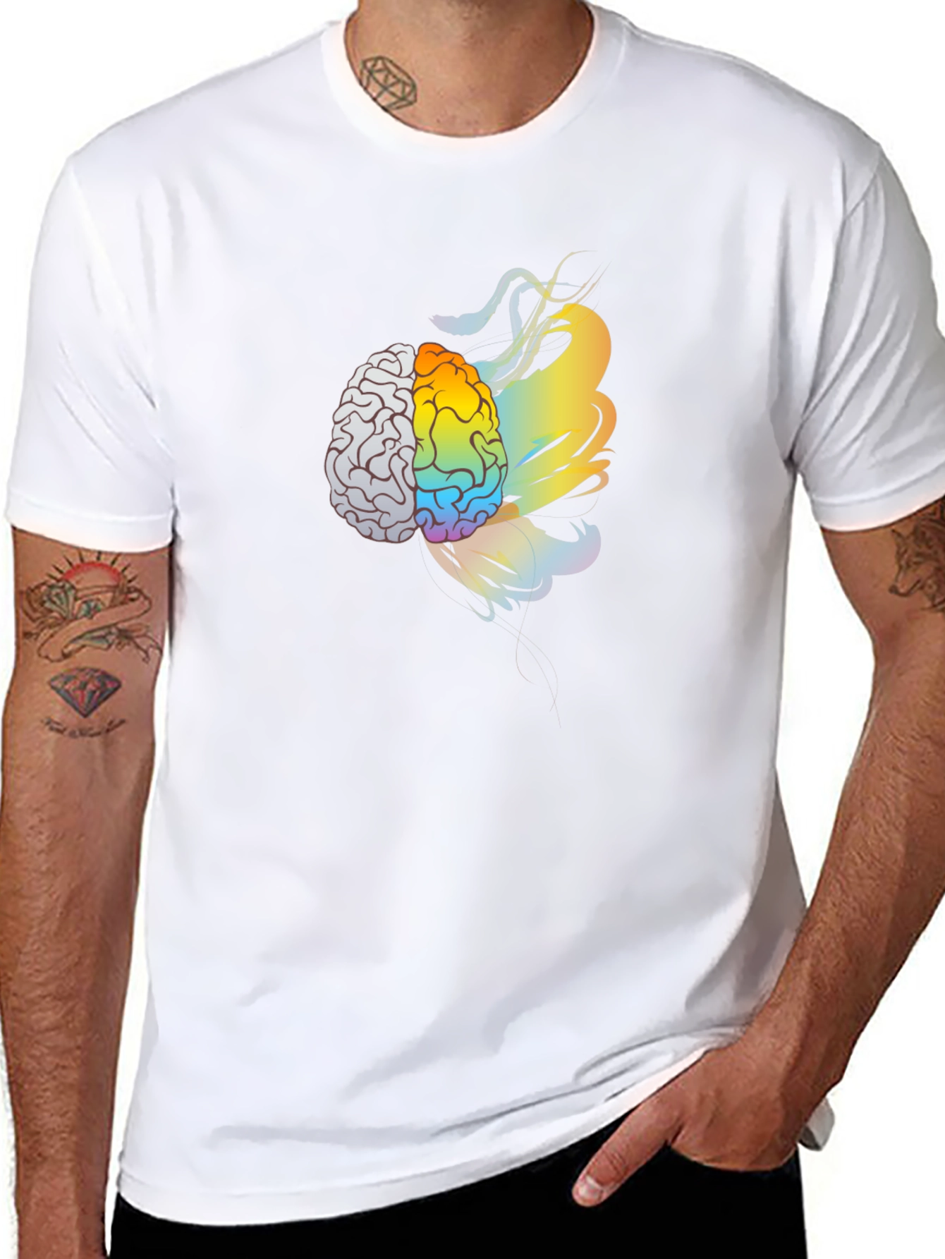 Brain Art Black T-Shirt - Creative Thinking Tee