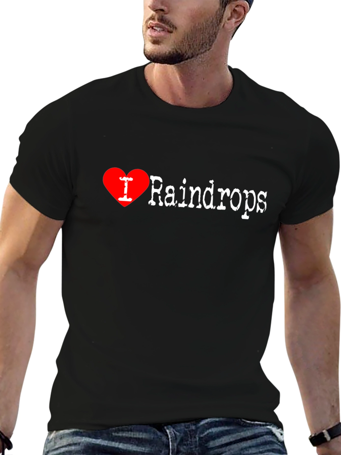I Love Raindrops T-Shirt - Comfortable Black Tee