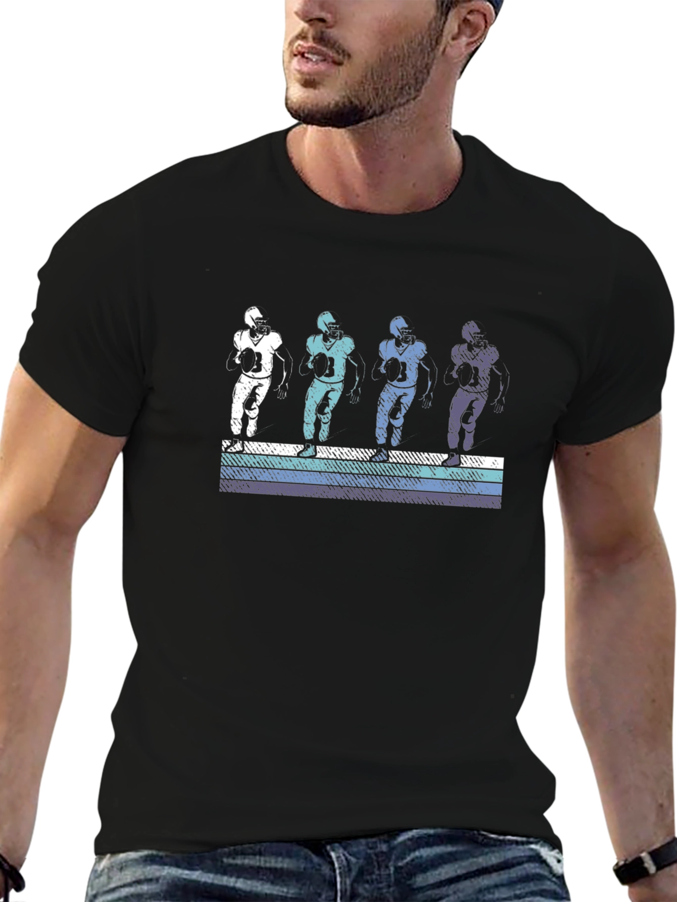 Retro Football Player Graphic T-Shirt